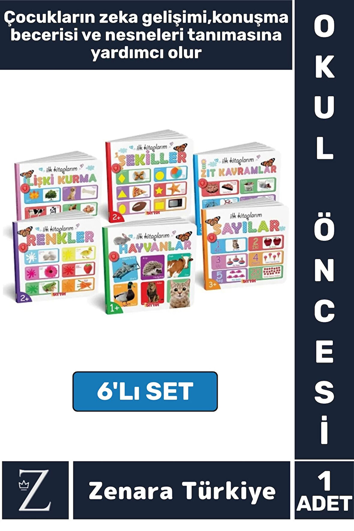 Okul Öncesi Görsel Algı Nesneleri Tanıma Zeka Gelişim Eğitici Eğlenceli 6'Lı Özel Set İLK KİTAPLARIM