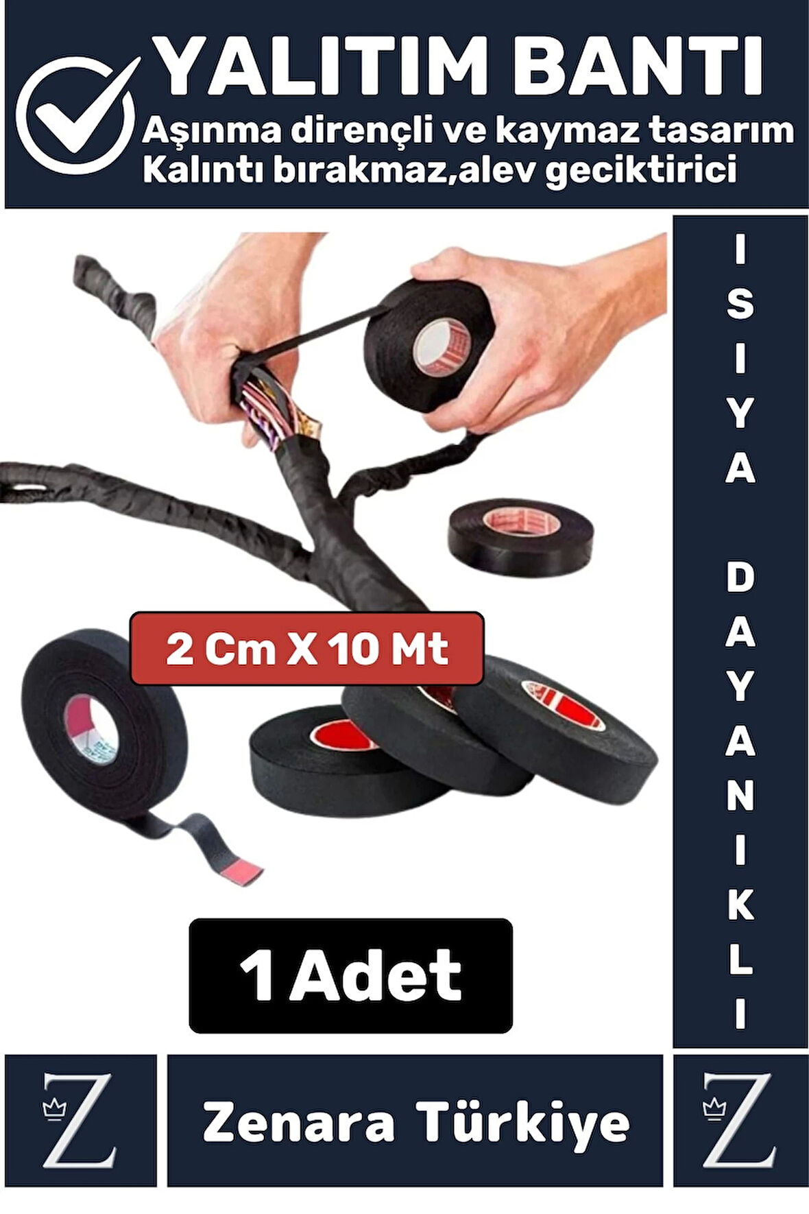 Isıya Dayanıklı Yüksek Aşınma Dirençli Kalıntı Bırakmaz Kaymaz Alev Geciktirici Bant 2 Cm X 10 Metre
