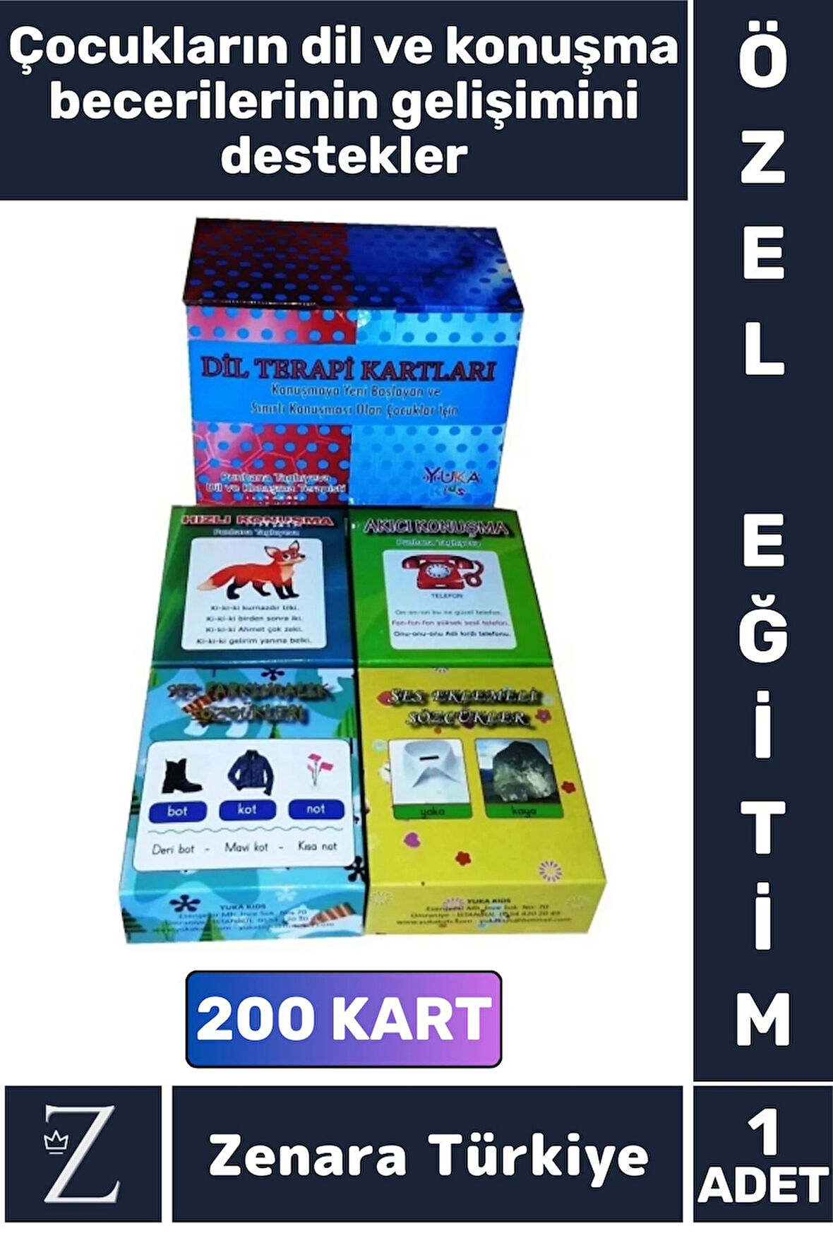 Eğitici Görsel Algı Dil İletişim Becerisi Gelişimi Özgüven Kazanımı ÖZEL EĞİTİM DİL TERAPİ KARTLARI