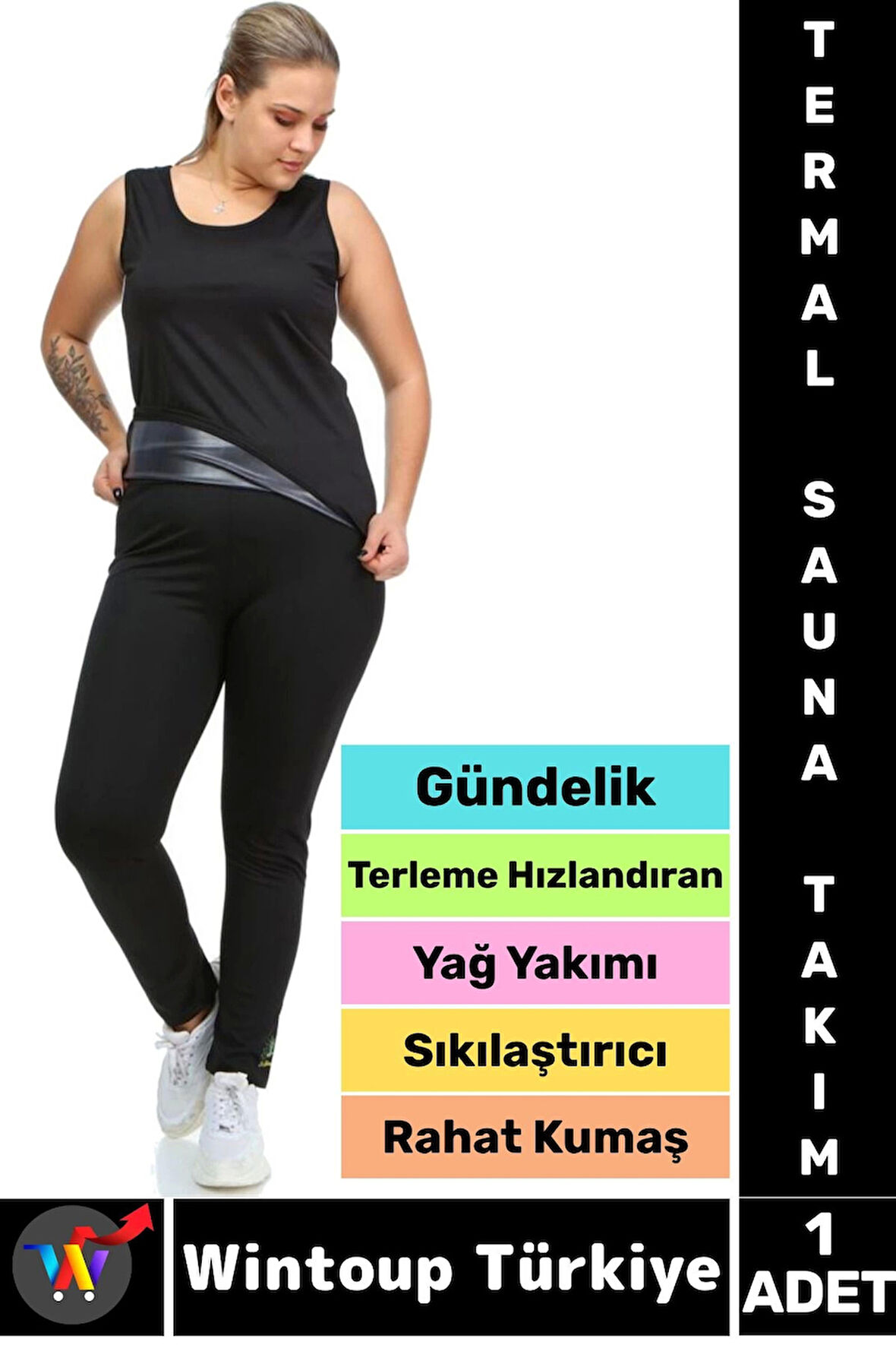 Günlük Spor Kullanım Terleme Hızlandıran Rahat Destekleyici TERMAL SAUNA TAYT ATLET TAKIM