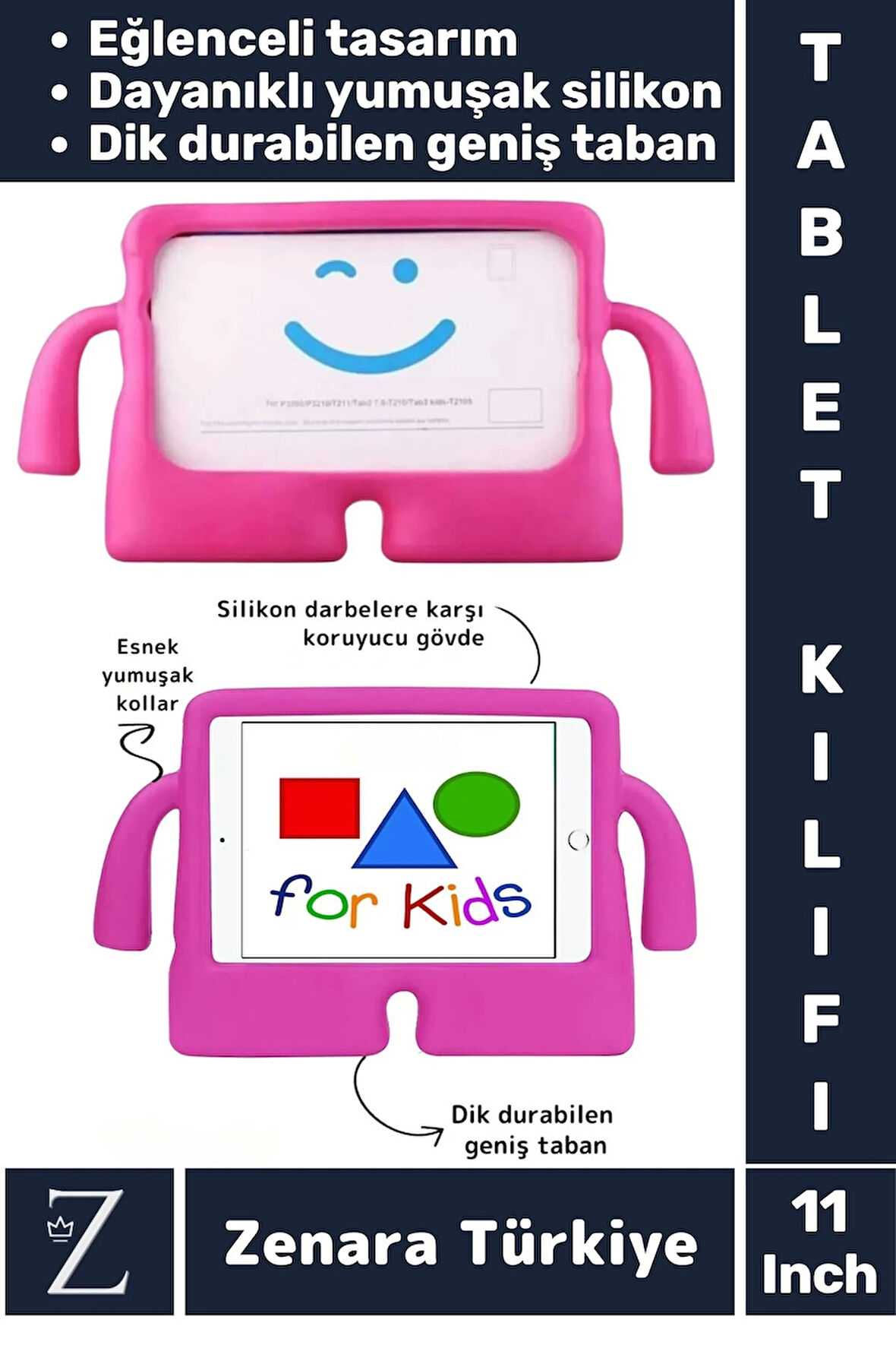 Apple Samsung Uyumlu Geniş Tabanlı Yumuşak Tutacaklı Tam Koruma Silikon Çocuk Tablet Kılıfı 11 Inch
