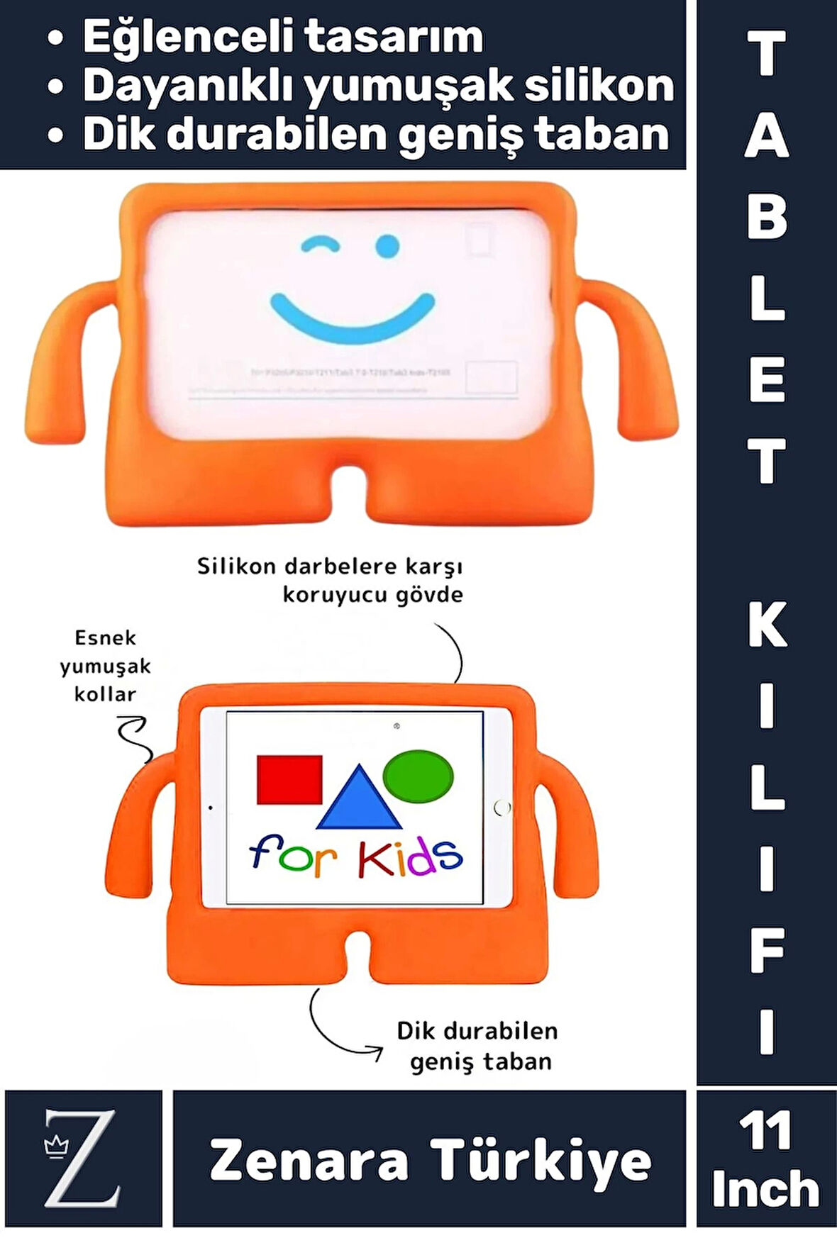 Apple Samsung Uyumlu Geniş Tabanlı Yumuşak Tutacaklı Tam Koruma Silikon Çocuk Tablet Kılıfı 11 Inch