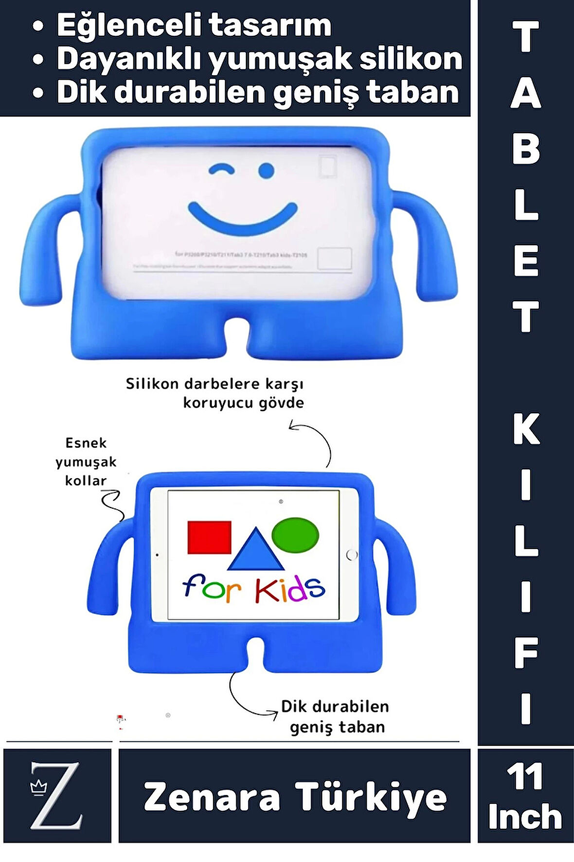Apple Samsung Uyumlu Geniş Tabanlı Yumuşak Tutacaklı Tam Koruma Silikon Çocuk Tablet Kılıfı 11 Inch