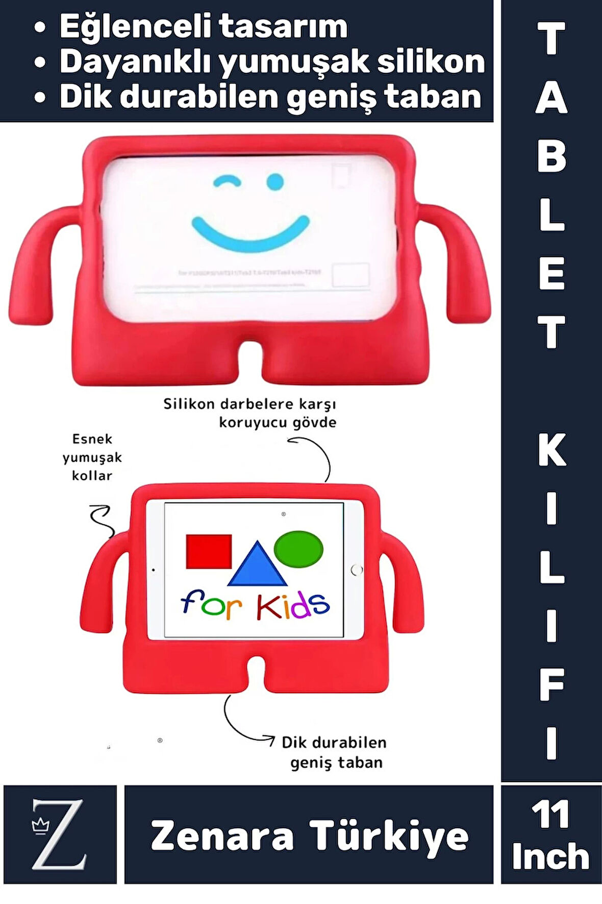 Apple Samsung Uyumlu Geniş Tabanlı Yumuşak Tutacaklı Tam Koruma Silikon Çocuk Tablet Kılıfı 11 Inch