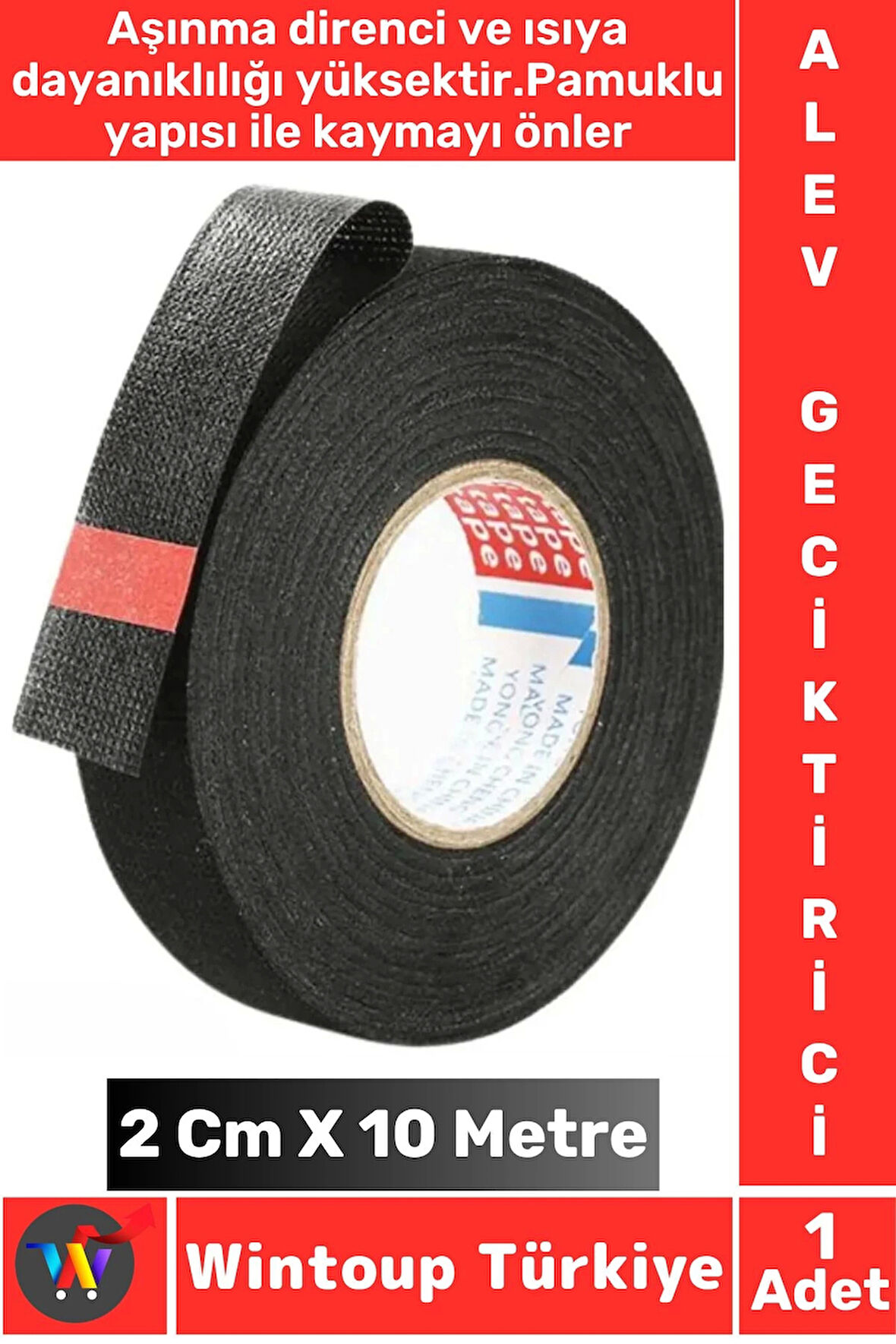 Yüksek Aşınma Dirençli Korozyona Dayanıklı Kaymaz Kalıntı Bırakmaz Alev Geciktirici Bant 2 CmX10 Mtr