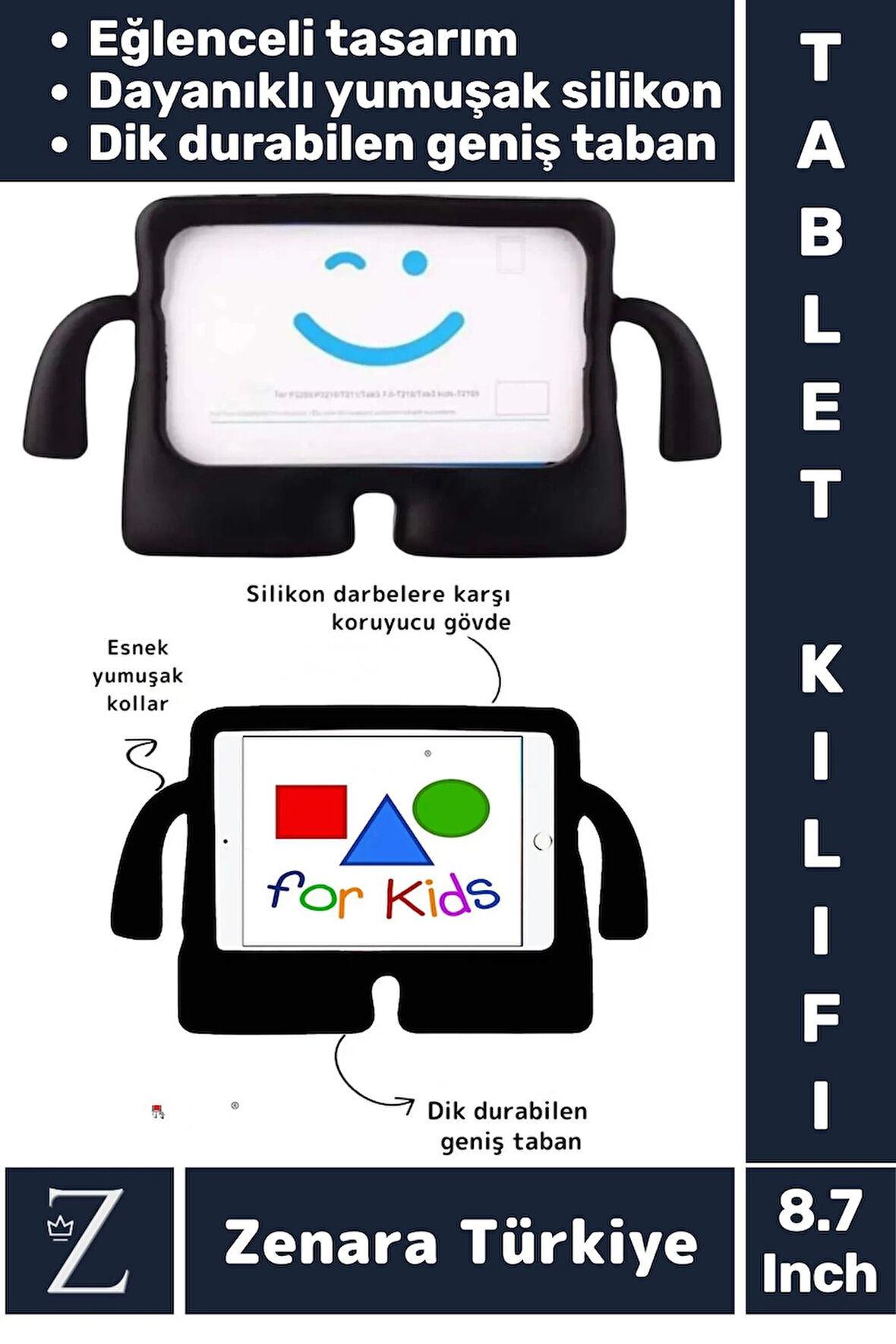 Apple Samsung Uyumlu Geniş Tabanlı Yumuşak Tutacaklı Tam Koruma Silikon Çocuk Tablet Kılıfı 8.7 Inch