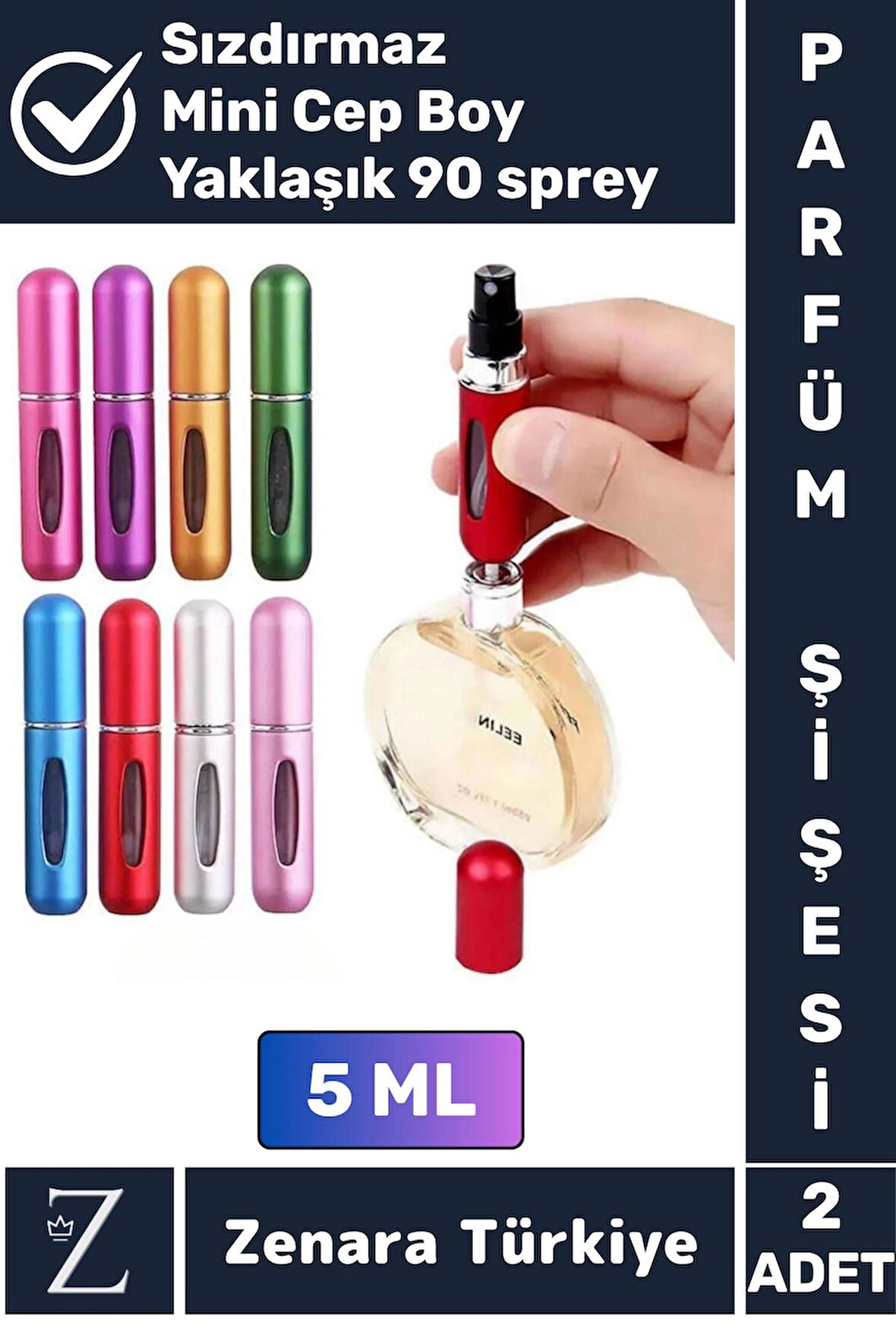 Kompakt Cep Boy Doldurulabilir Taşınabilir Sızdırmaz Pratik Çanta Boy Cep Parfümü Şişesi 5 ML 2 Adet