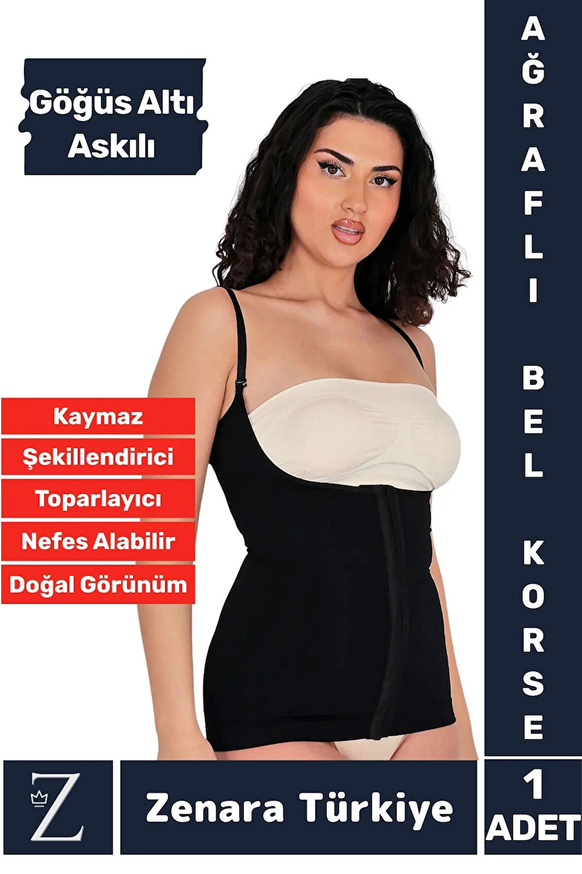 Günldelik Vücut Şekillendiren Beden Küçülten Toparlayan Gögüs Altı Askılı Ağraflı Bel Korse