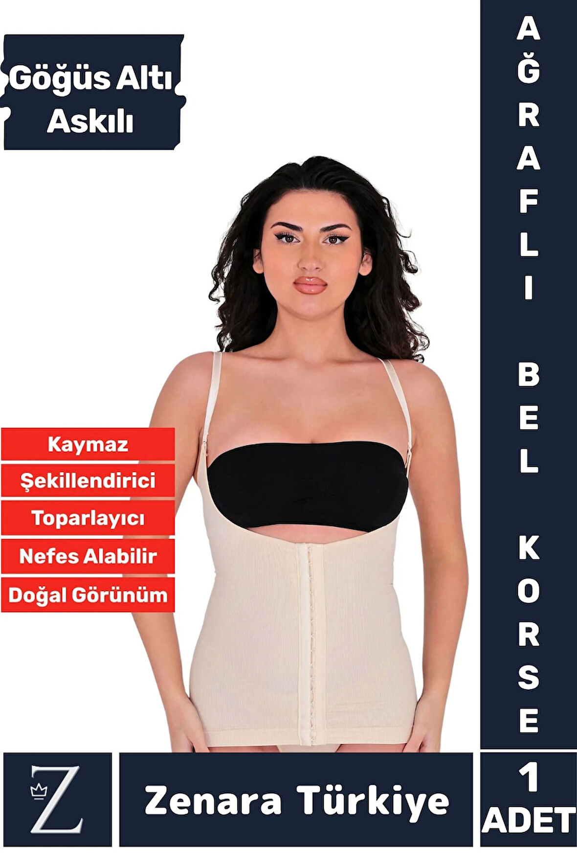 Günldelik Vücut Şekillendiren Beden Küçülten Toparlayan Gögüs Altı Askılı Ağraflı Bel Korse