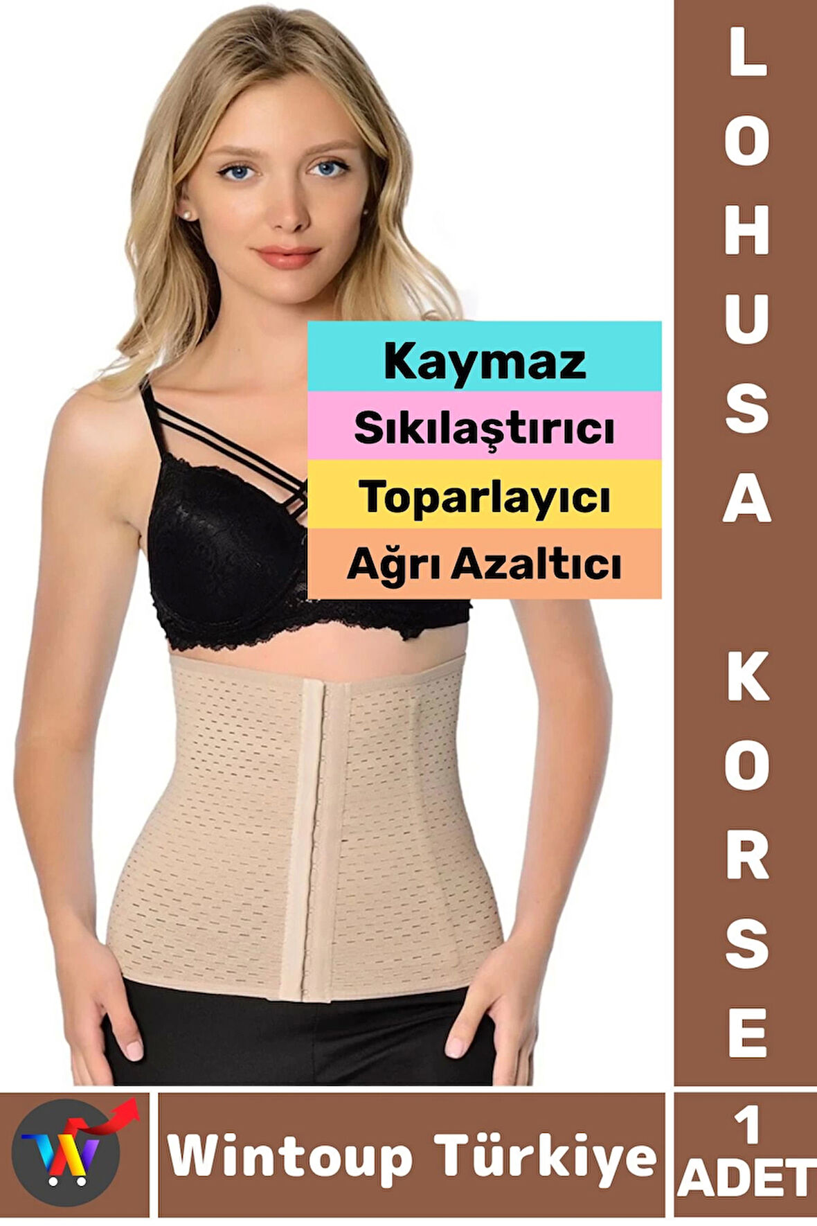 Premium Kaymaz Karın Bel Sıkılaştıran Toparlayan Ağrı Azaltan Hamile Doğum Sonrası LOHUSA KORSE