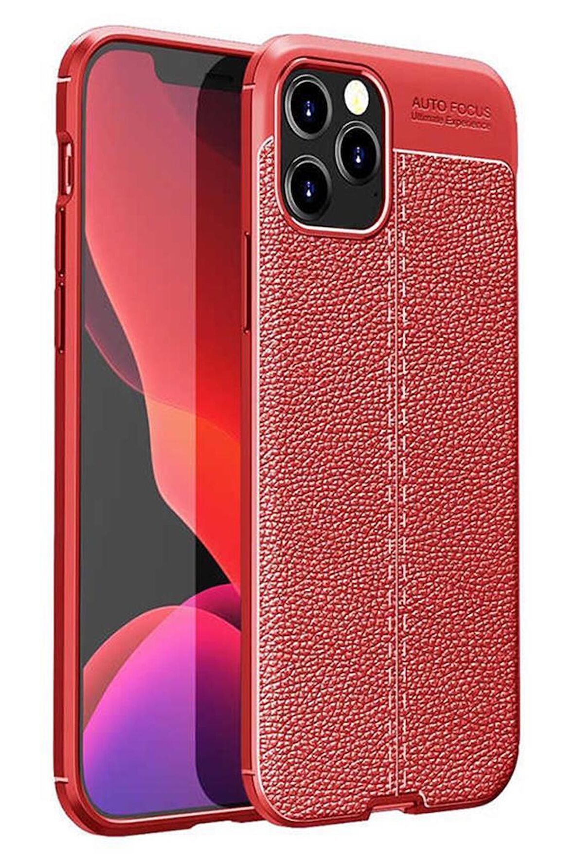 iPhone 12 Pro Max Kılıf Deri Desenli Kamera Korumalı Silikon