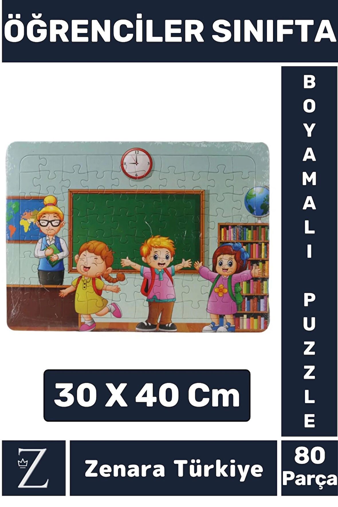 Eğlenceli Eğitici Görsel Algı Motor Beceri Geliştiren Çocuk Boyamalı PUZZLE 80 Pr ÖĞRENCİLER SINIFTA