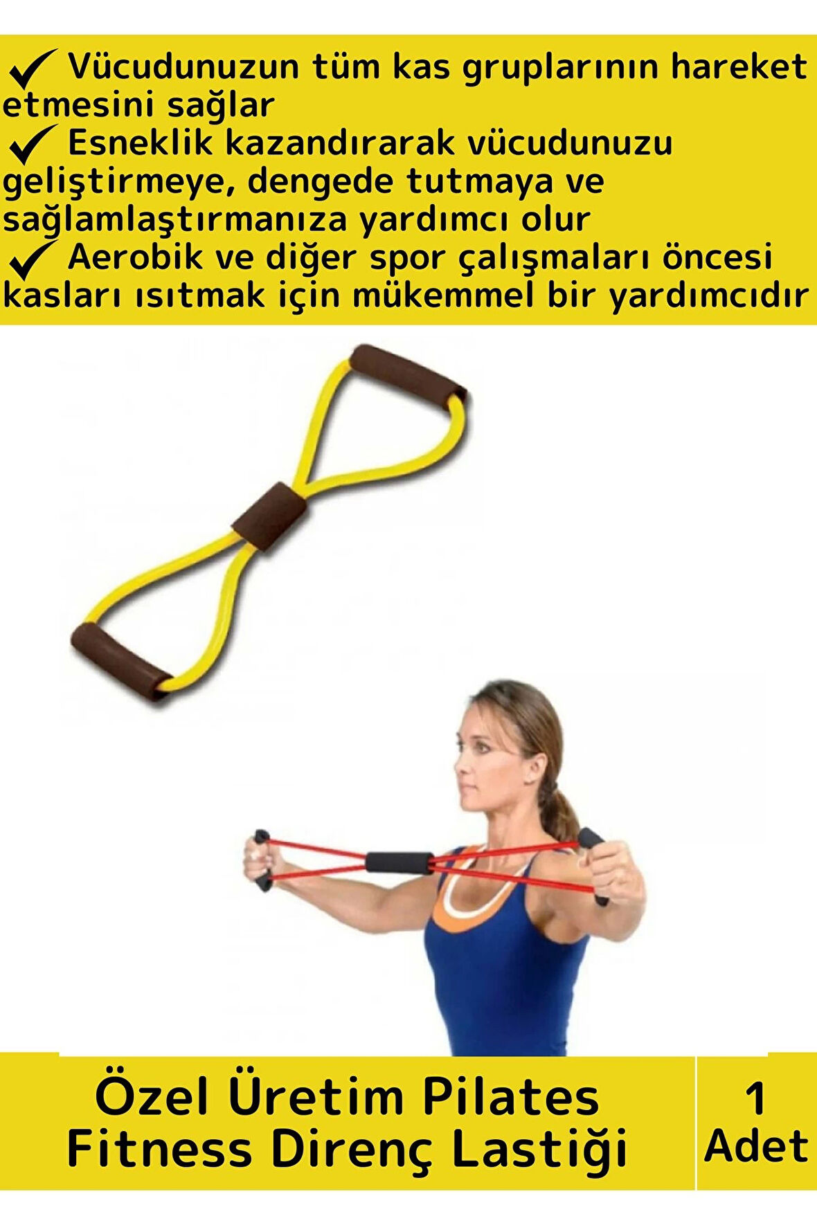 Premium Fitness Aerobik Pilates Jimnastik Egzersiz Spor Kas Açma-Germe Güçlenme Body Direnç Lastiği