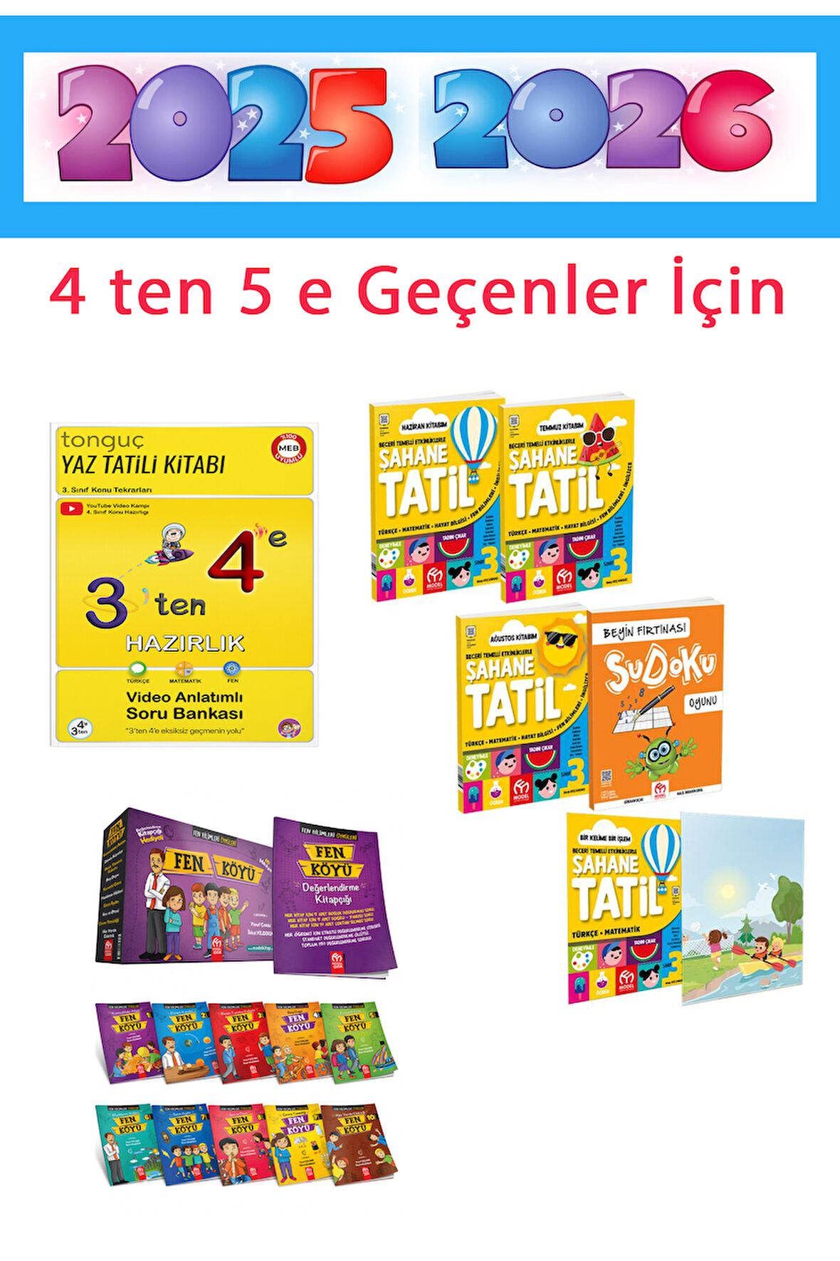 Tonguç Akademi 3. Sınıf Yaz Tatil Seti + 3 ten 4 e Hazırlık Kitabı +Fen Köyü Hikaye Seti