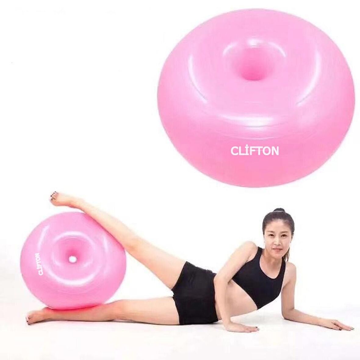 Pilates Topu Denge Topu Anti-Brust  50 Cm Pembe + Pompa