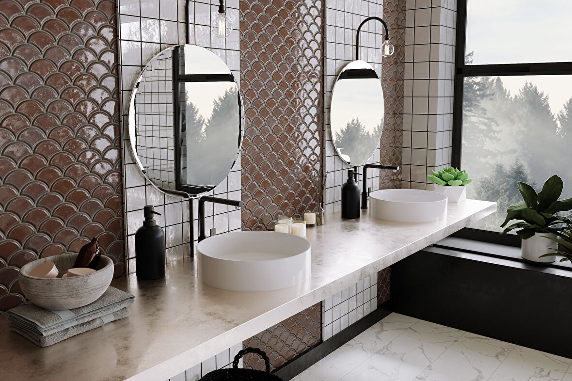 Galaksi Tezgah Üstü Lavabo Yuvarlak Beyaz Çanak Lavabo