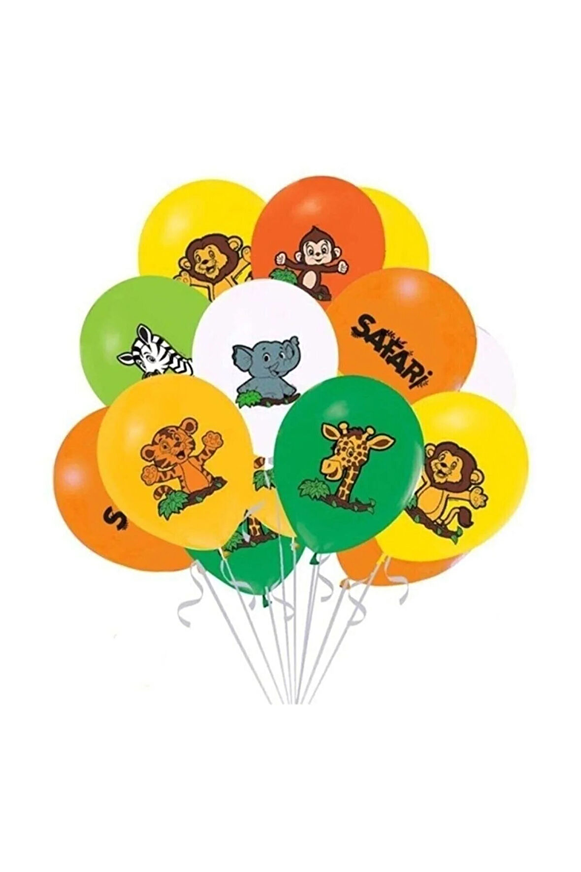 10 Adet Safari Hayvanları Baskılı Latex Balon