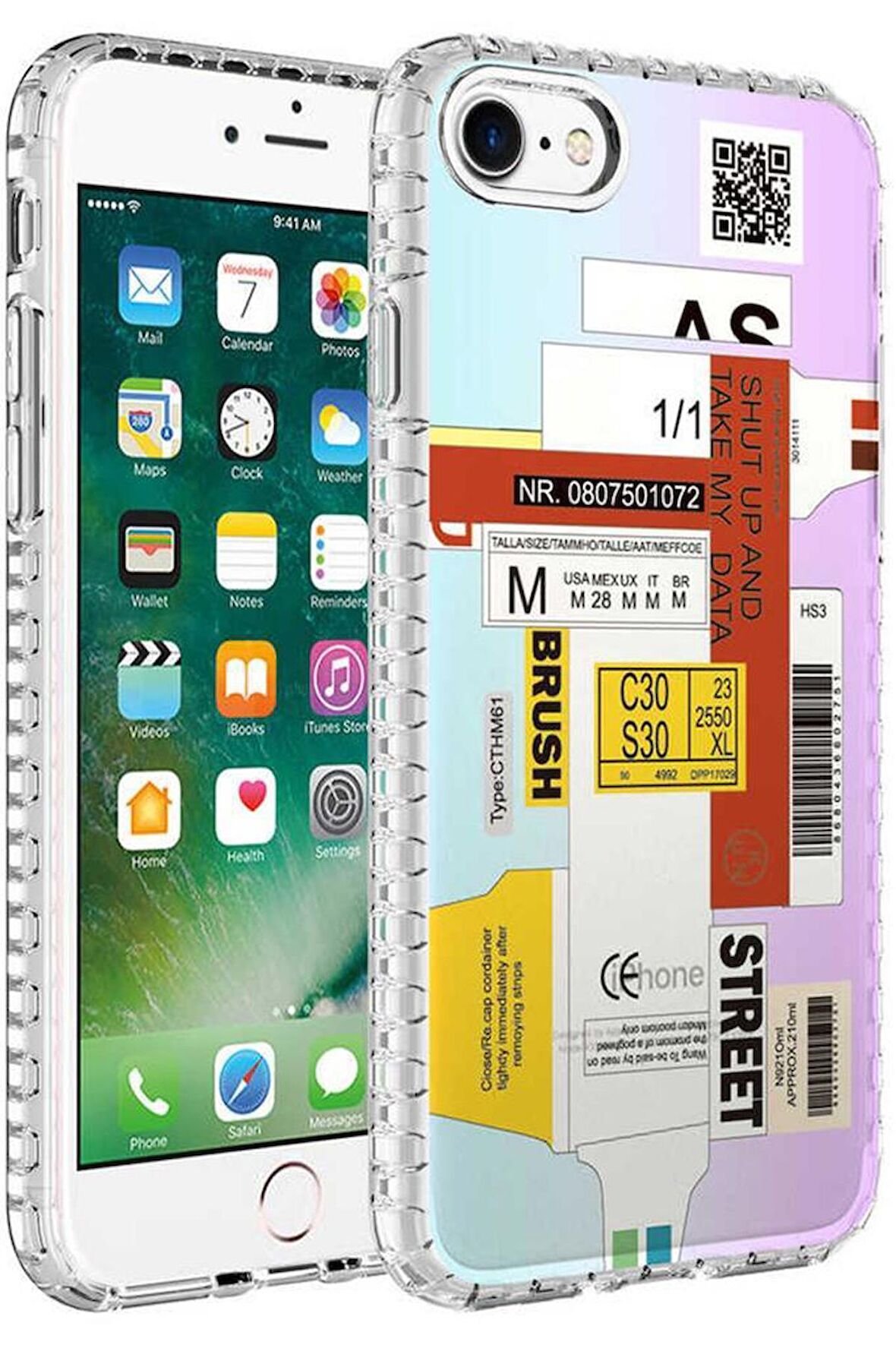 Apple iPhone SE 2022 Kılıf Airbag Kenarlı Renkli Desenli Elegans Silikon