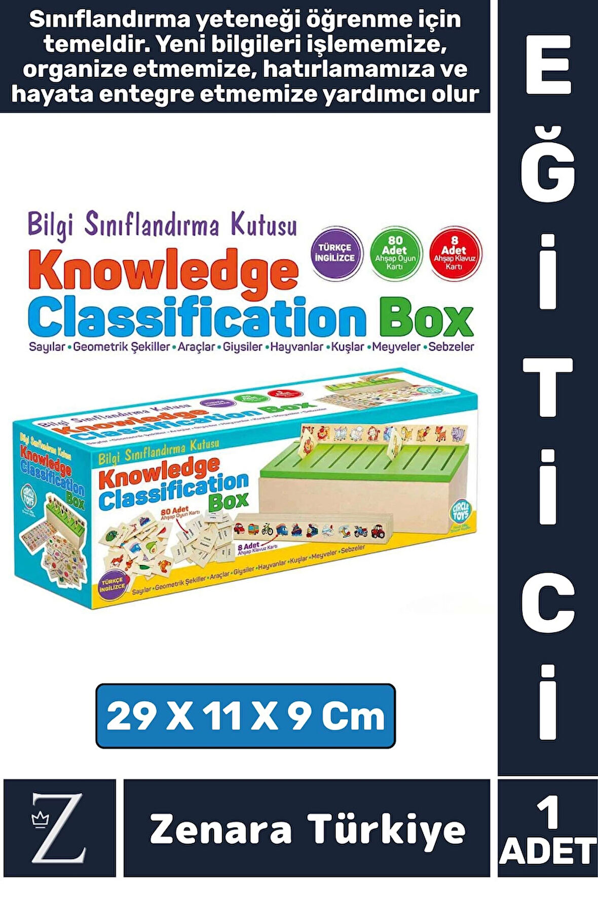 Çocuk Eğitici Zeka Koordinasyon Kişisel Gelişim Ahşap Türkçe İngilizce BİLGİ SINIFLANDIRMA KUTUSU