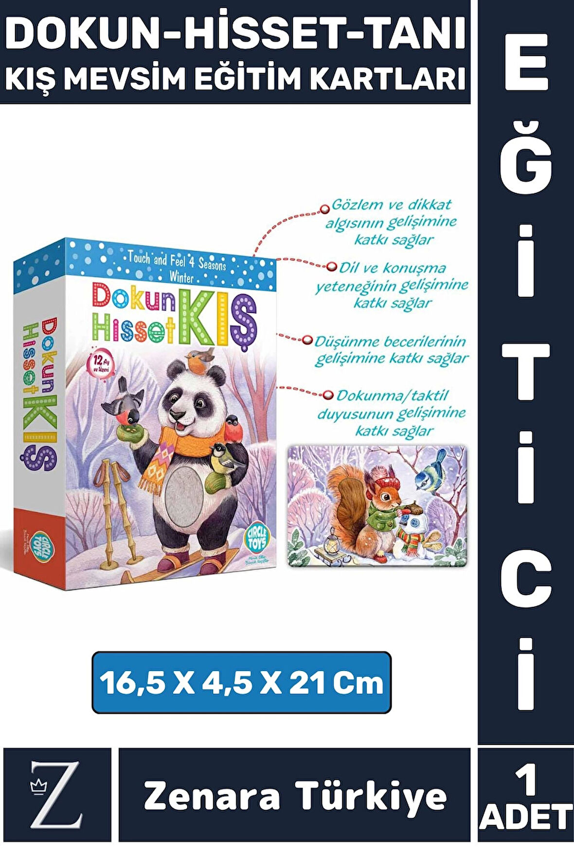 Çocuk Duyusal Gelişim Görsel Algı Mevsim Öğretici Eğlenceli DOKUN-HİSSET-TANI KIŞ EĞİTİM KARTLARI