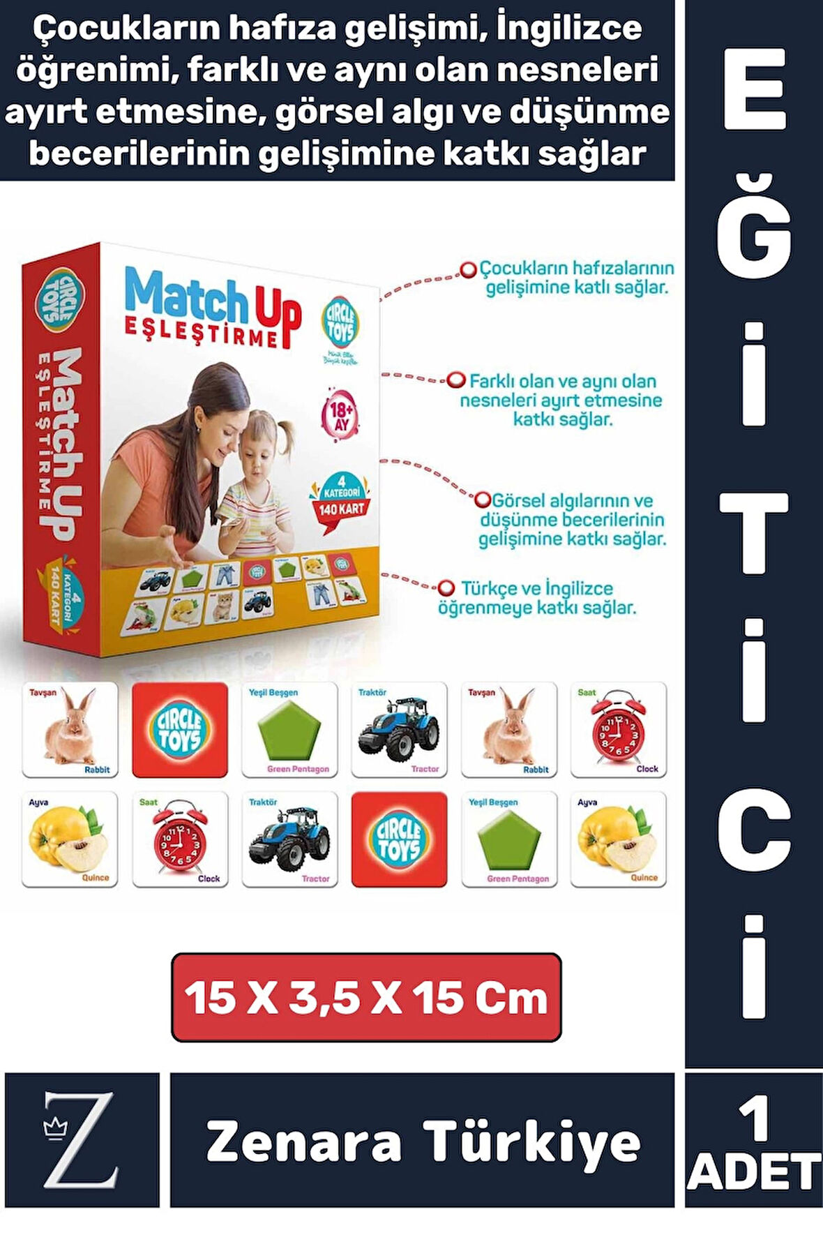 Çocuk Eğitici Hafıza Gelişimi Nesne Kavramı Görsel Algı İngilizce Gelişim Eğlenceli Eşleştirme Oyunu