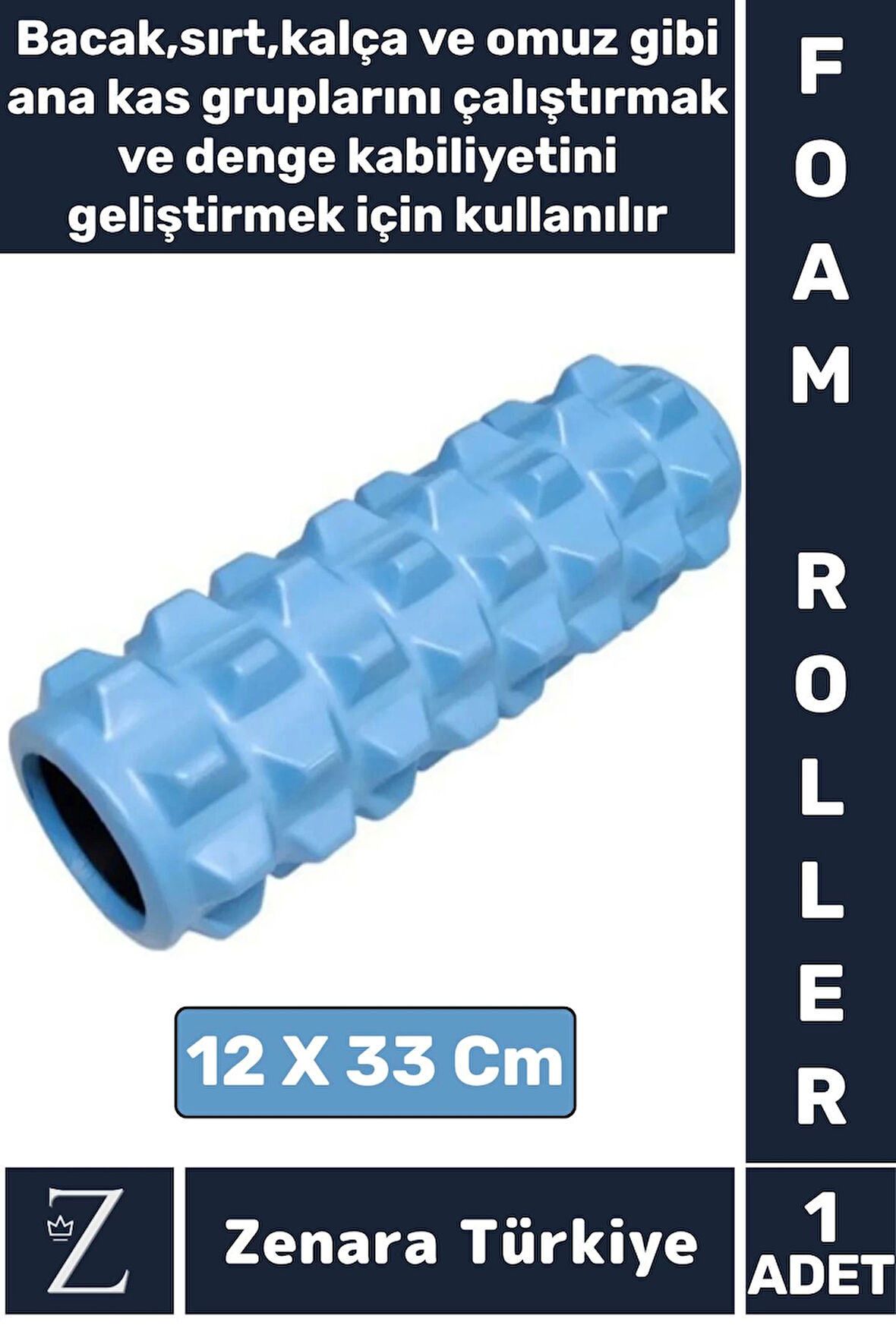 Fitness Aerobik Denge Stabilite Kas Esnekliği Denge Geliştirici Kadın Erkek Spor Foam Roller 33 Cm