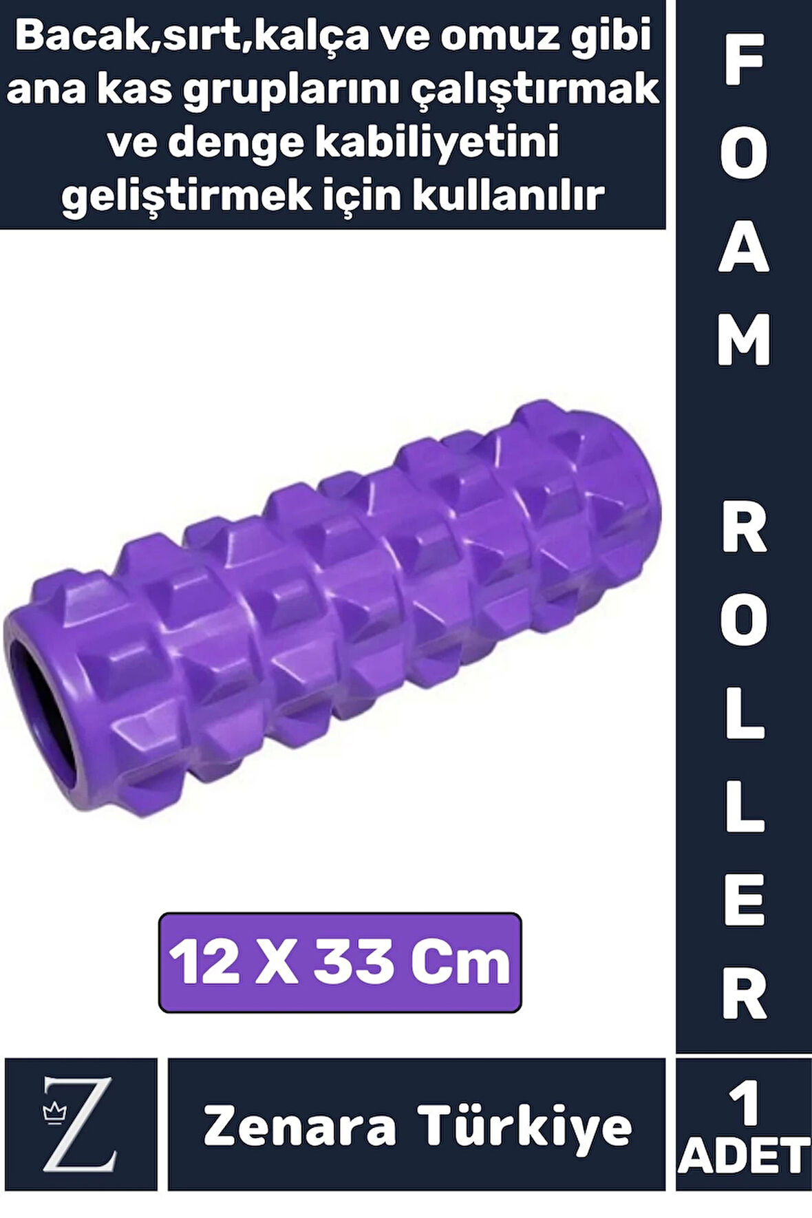 Fitness Aerobik Denge Stabilite Kas Esnekliği Denge Geliştirici Kadın Erkek Spor Foam Roller 33 Cm