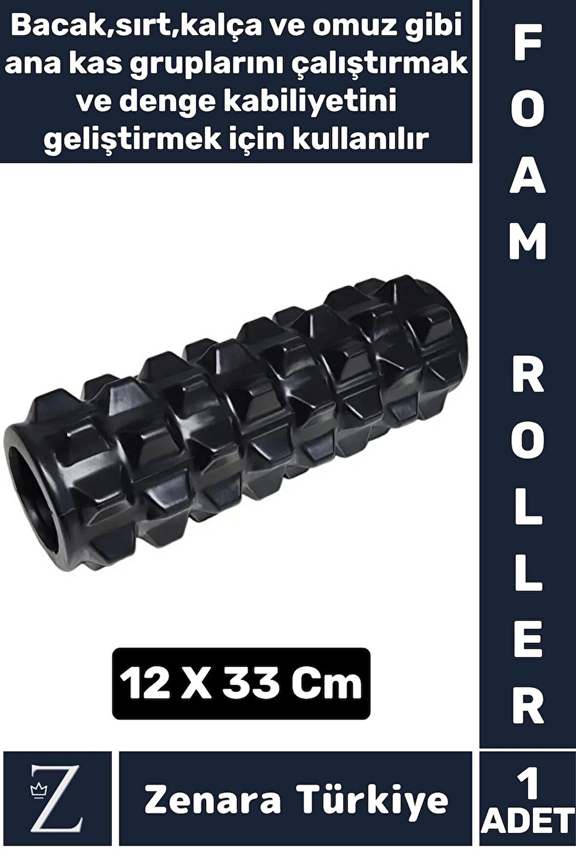 Fitness Aerobik Denge Stabilite Kas Esnekliği Denge Geliştirici Kadın Erkek Spor Foam Roller 33 Cm