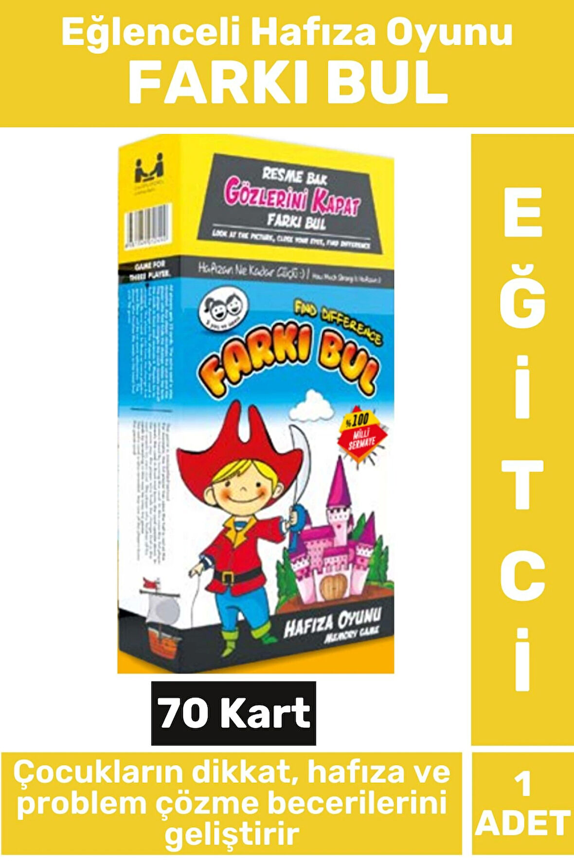 Premium Eğitici Dikkat Hafıza Problem Çözme Beceri Geliştirici Eğlenceli Çocuk Oyun FARKI BUL