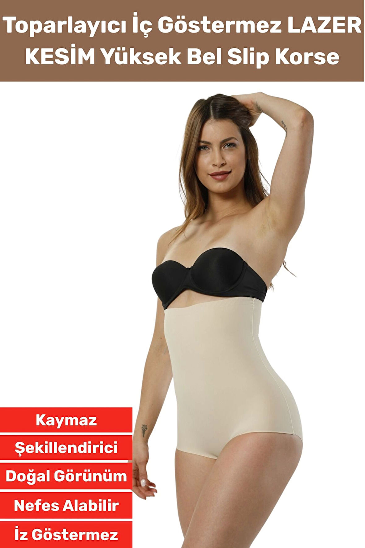 Özel Üretim İz İç Göstermez Kaymaz Sıkılaştırıcı Şekillendirici LAZER KESİM Yüksek Bel Slip Korse