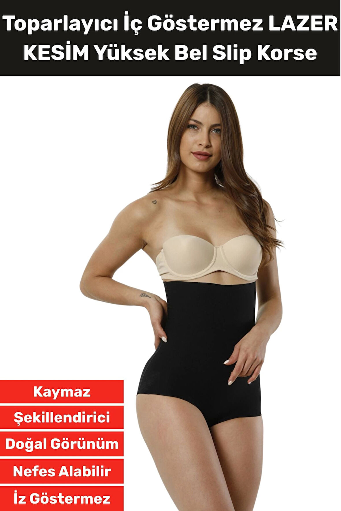 Özel Üretim İz İç Göstermez Kaymaz Sıkılaştırıcı Şekillendirici LAZER KESİM Yüksek Bel Slip Korse