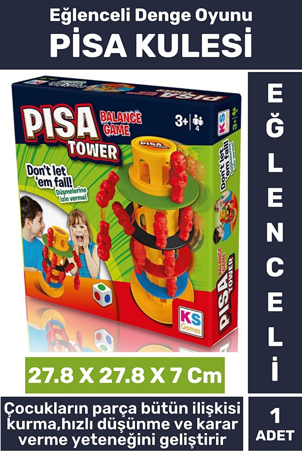 Eğlenceli Eğitici Parça Bütün İlişki Kurma Hızlı Düşünme Karar Verme Becerisi Oyunu PİSA KULESİ