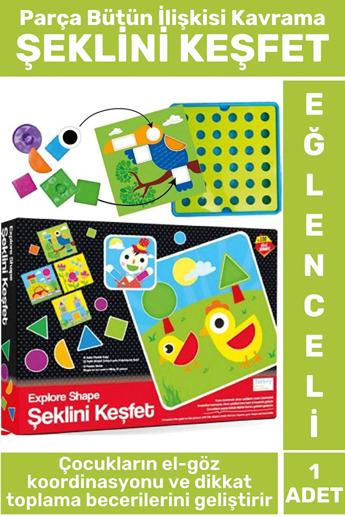 Premium Eğlenceli El Göz Koordinasyon Parça Bütün İlişkisi Kavrama Çocuk Eğitici Oyun ŞEKLİNİ KEŞFET