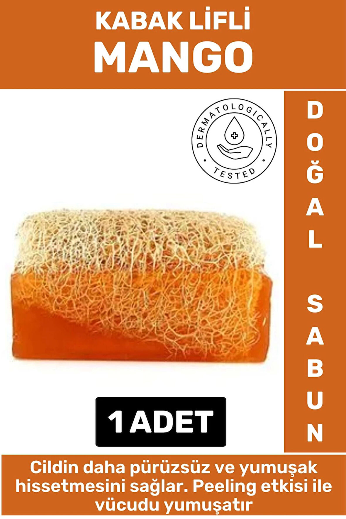 Özel Üretim Masaj Etkili Nemlendirici Kuruluk Giderici Doğal Kabak Lifli Mango Sabunu 1 Adet