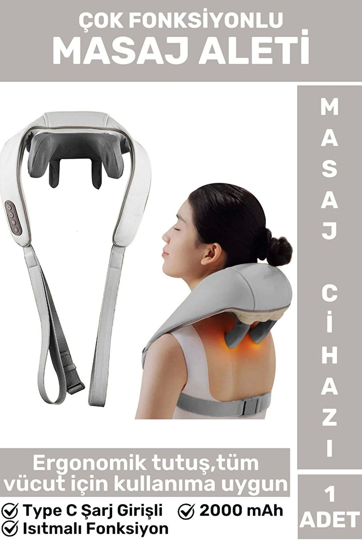 Ergonomik Kol Bacak Sırt Bel Boyun Isıtma Özellikli Kompakt Spor Fitness Kas Gevşetici Masaj Aleti