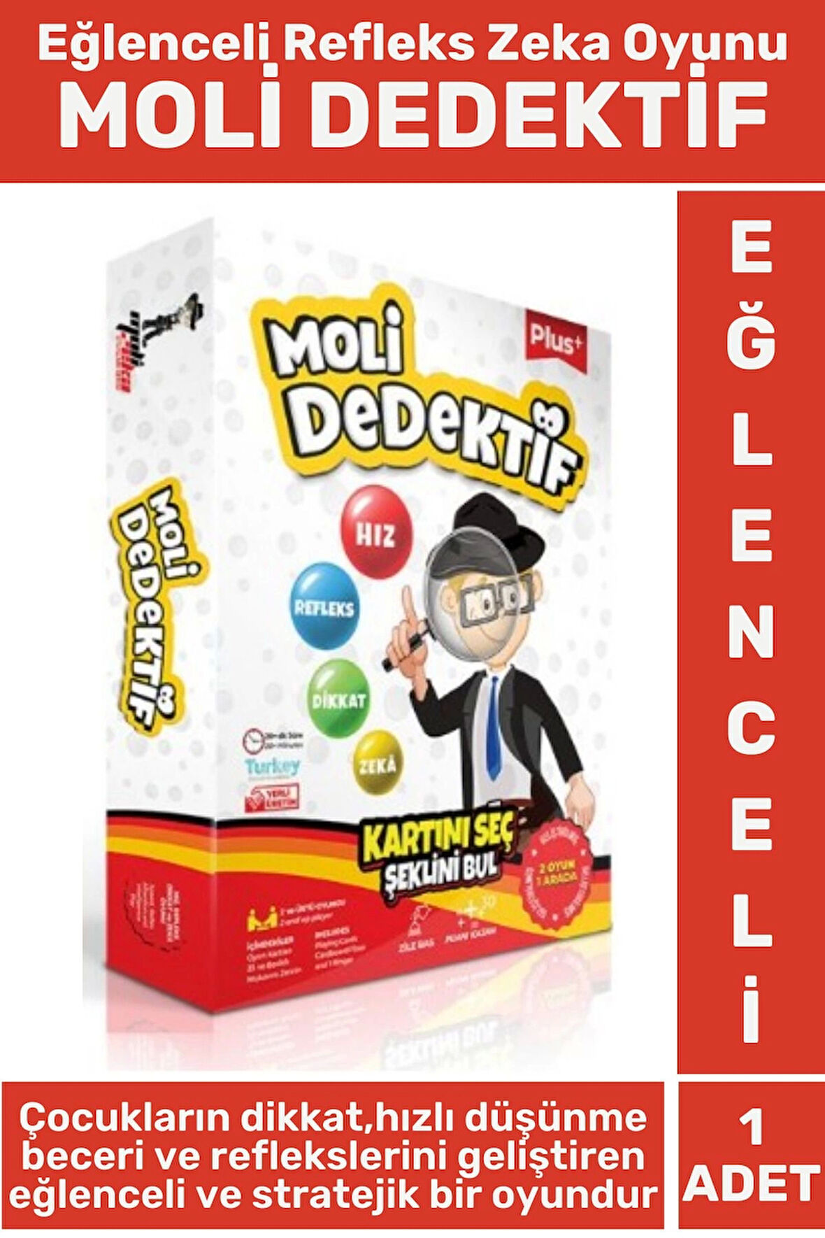 Eğlenceli Dikkat Hızlı Düşünme Refleks Stratejik Beceri Geliştiren Çocuk Eğitici Oyun MOLİ DEDEKTİF