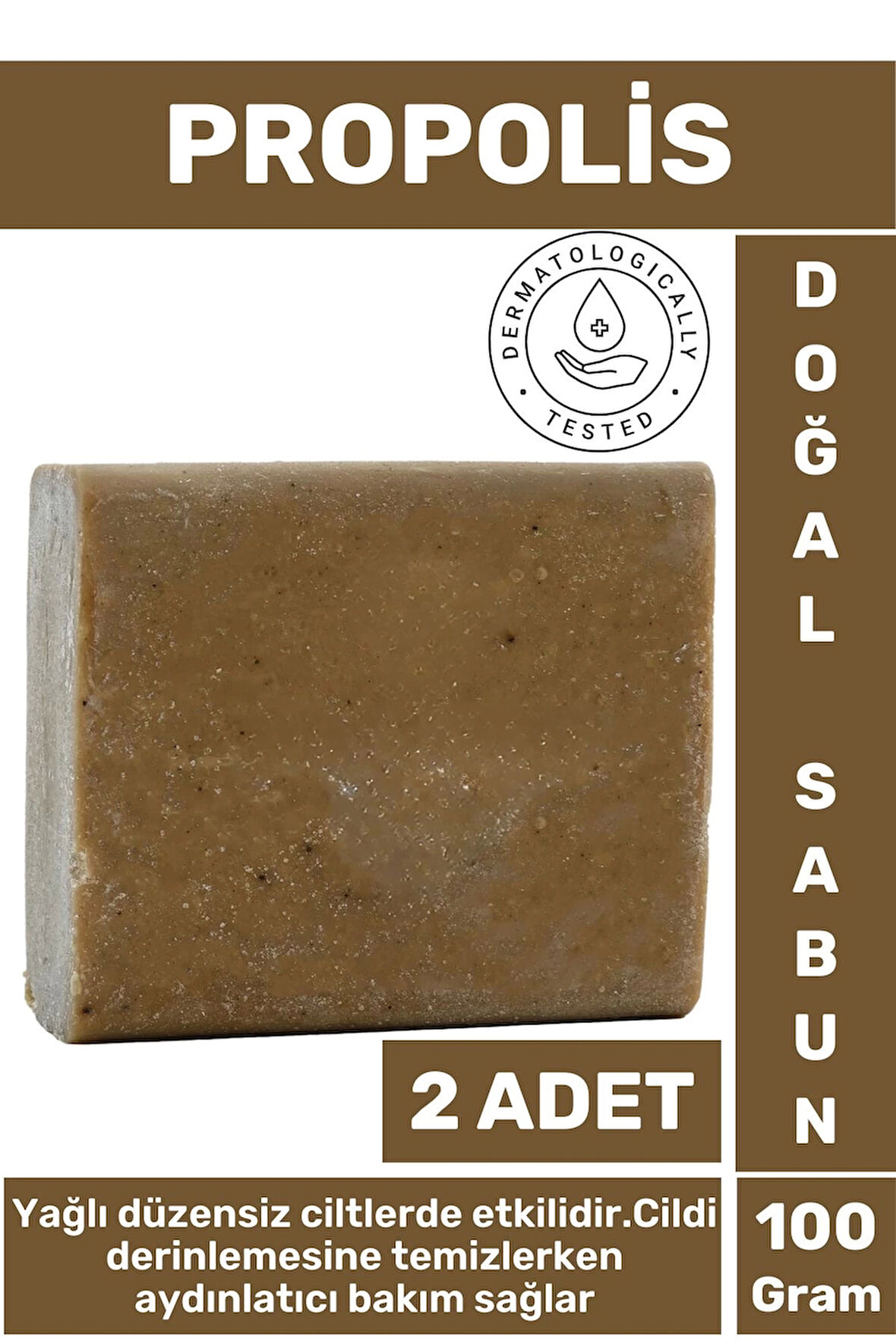 Özel Üretim Doğal Cilt Temizleyici Parlatıcı Nem Dengeleyici Yaşlanma Karşıtı Propolis Sabunu 2 Adet