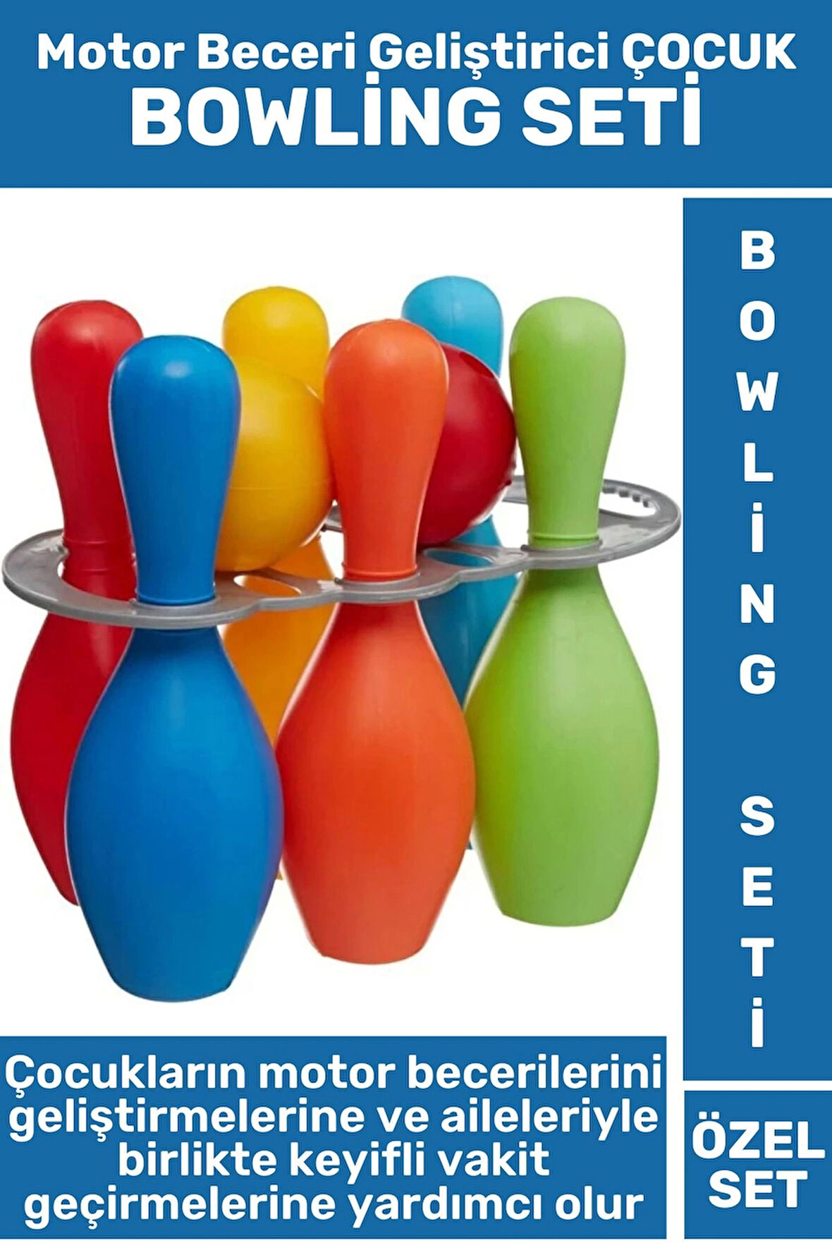 Premium Eğlenceli Motor Beceri Koordinasyon Geliştirici 6+2 Parça Çocuk BOWLİNG SETİ