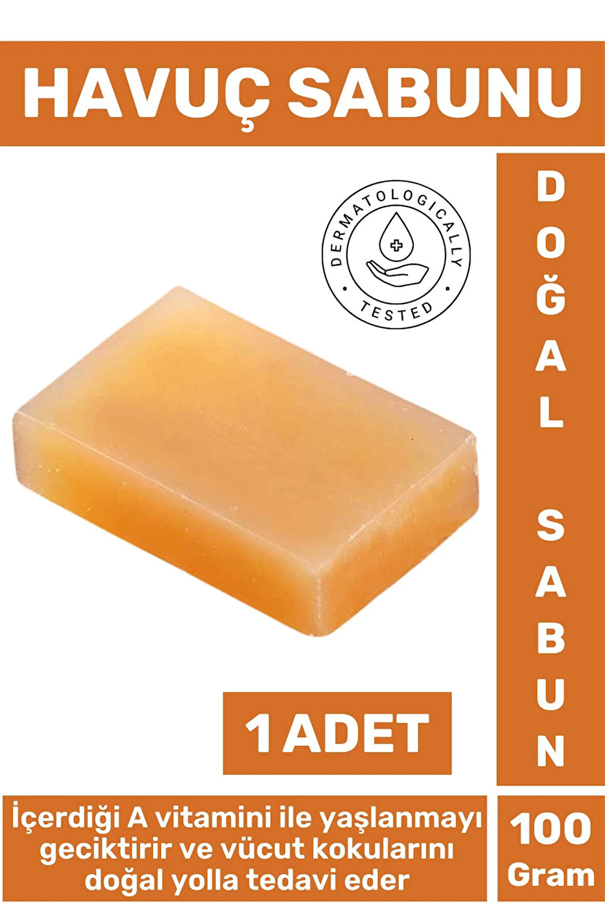 Doğal Güzel Kokulu Cilt Yüz Derinlemesine Temizlik Nemlendirici Yaşlanma Karşıtı Havuç Sabunu 1 Adet