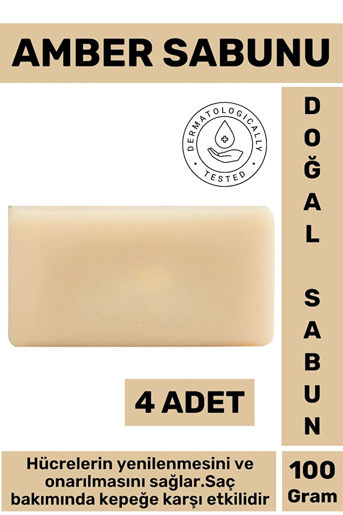 Doğal Güzel Kokulu Yenileyici Onarıcı Kepeğe Karşı Etkili Saç Güçlendirici Amber Sabunu 4 Adet