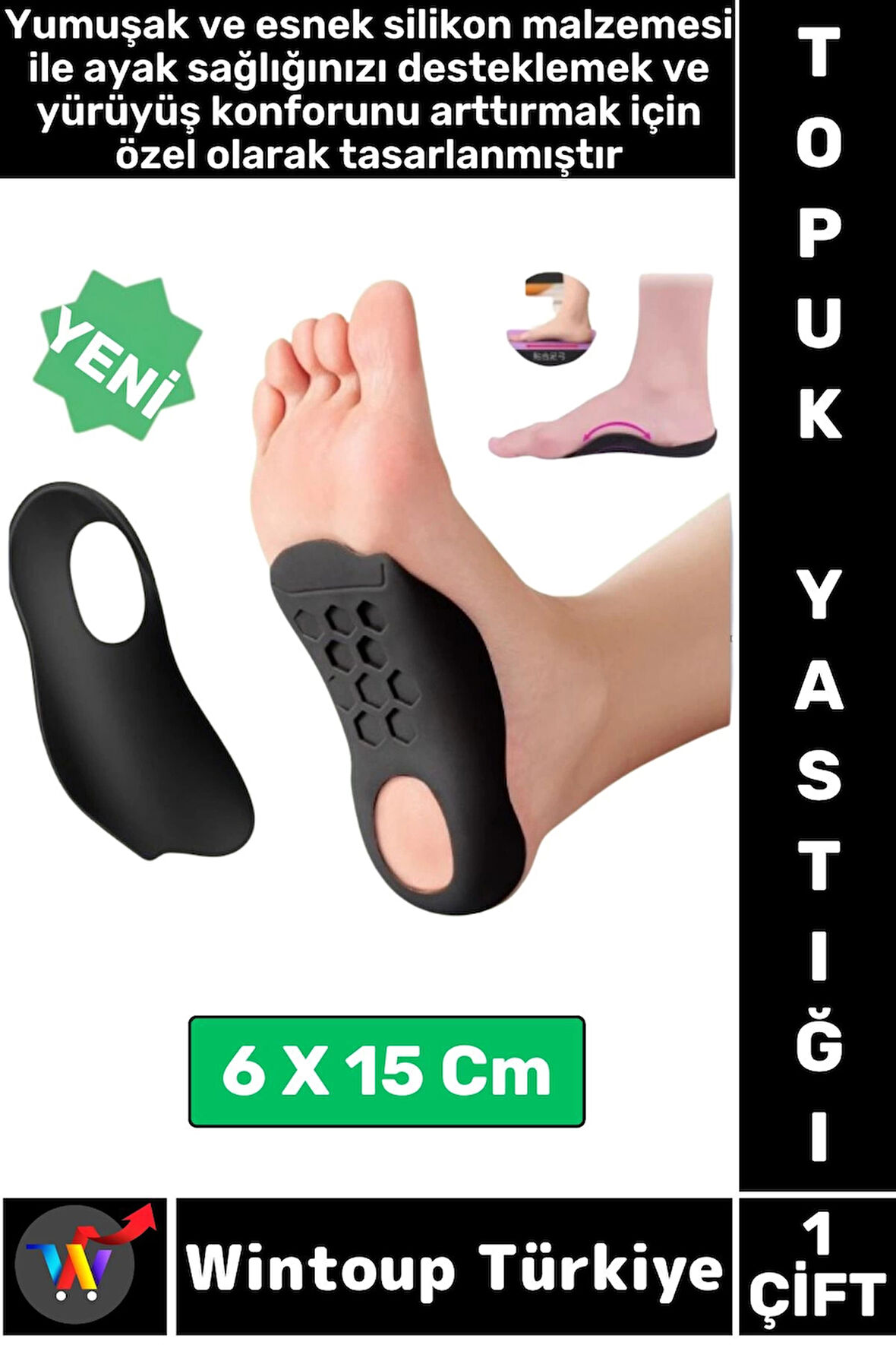 Unisex Gündelik Kullanım Konforlu Destekleyici Ayak Düz Taban Düzeltici Esnek Silikon Topuk Yastığı