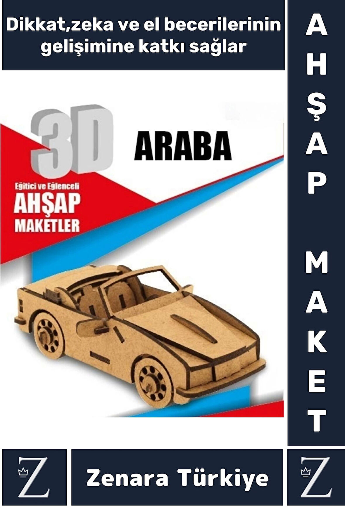 Premium Görsel Zeka El Becerisi Geliştirici Boyanabilir Puzzle Oyun Dekoratif Demonte Ahşap 3D Maket