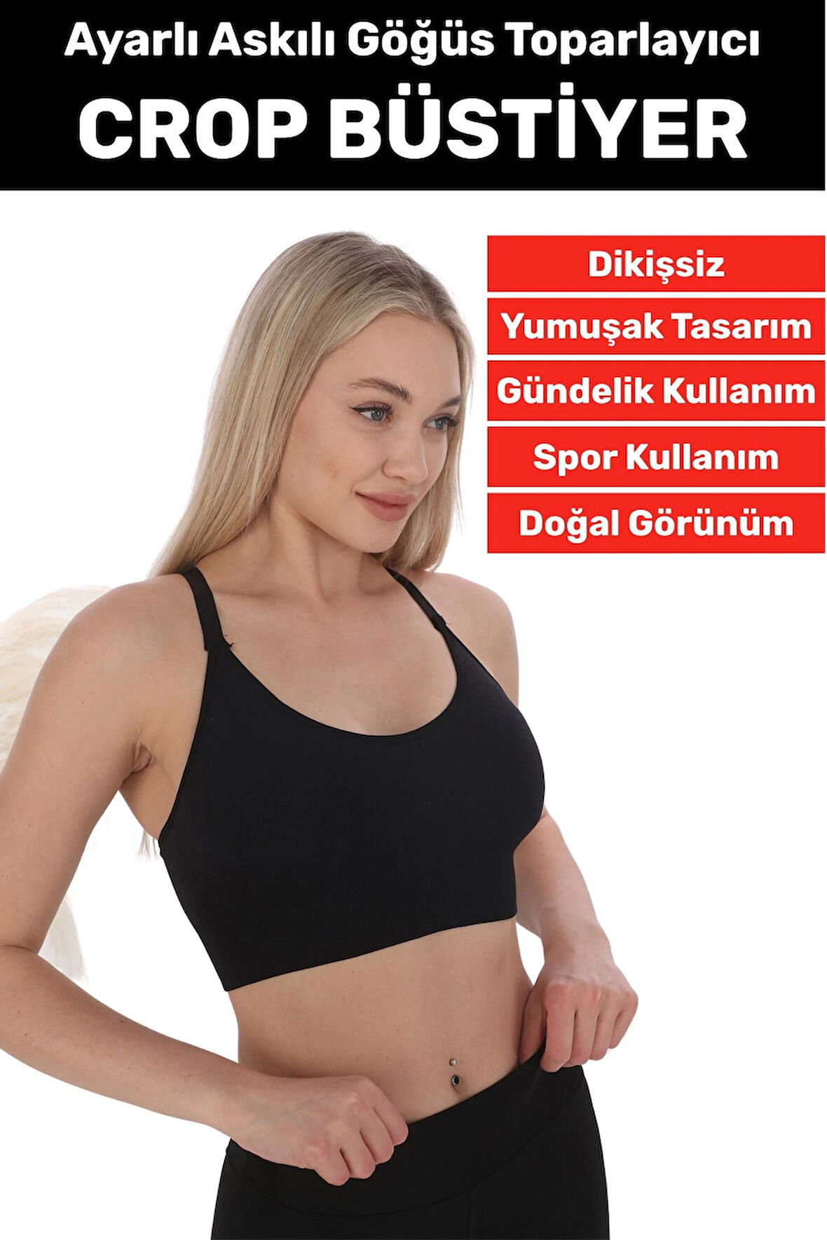 Göğüs Toparlayıcı Sarkma Önleyen Gündelik Spor Kullanım Şık Ayarlanabilir Askılı Crop Büstiyer