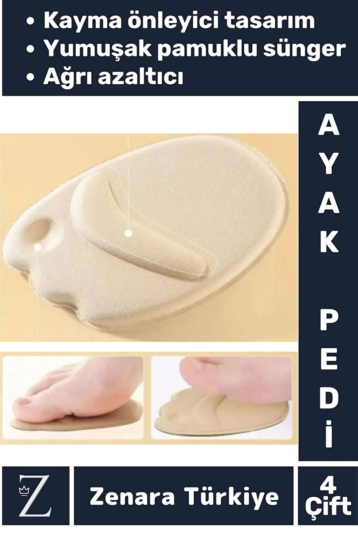 Ultra Konforlu Gündelik Kullanım Bunyon Yumuşak Pamuklu İnce Esnek Model Sünger Ayakkabı Pedi 4 Çift