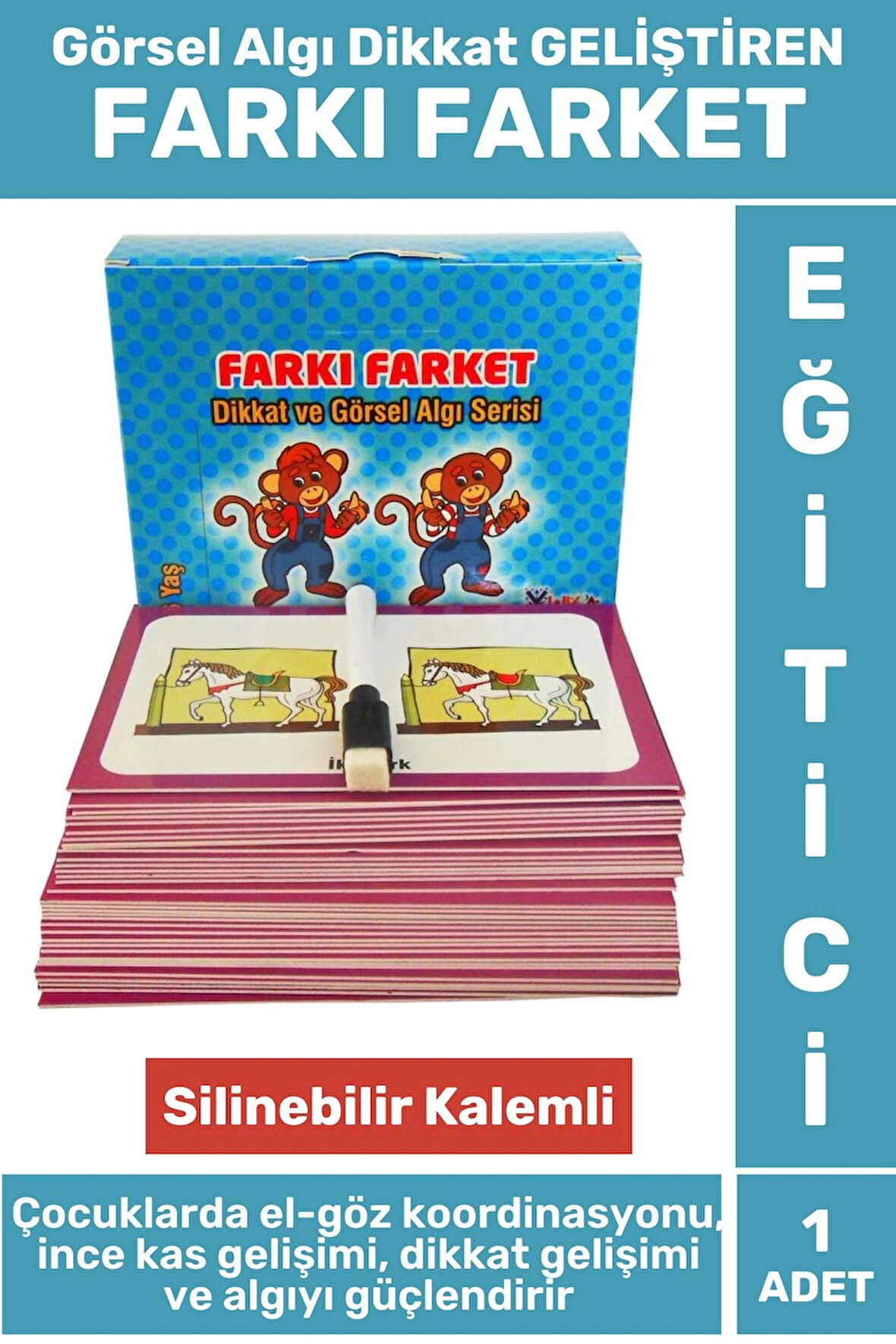 Premium Tüm Yaşlar Eğlenceli El-Göz Koordinasyonu Görsel Algı Dikkat Kavram Geliştiren FARKI FARKET