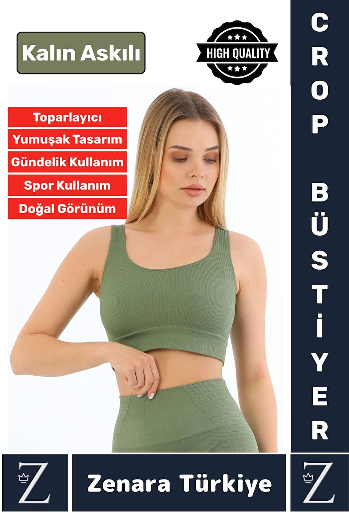 Yüksek Kaliteli Göğüs Toparlayan Sarkma Önleyen Gündelik Spor Kullanım Kalın Askılı Crop Büstiyer