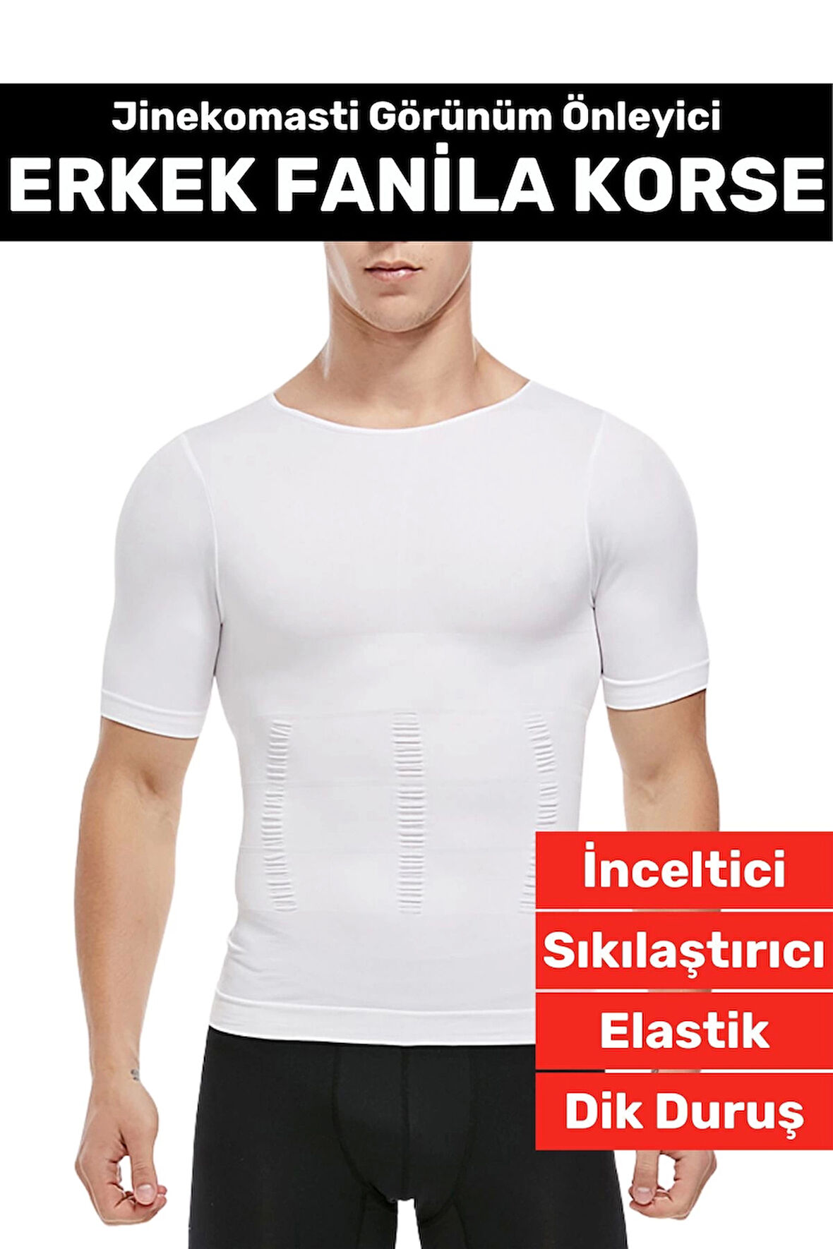 Özel Üretim Jinekomasti Dik Duruş Toparlayıcı Göbek Sıkılaştırıcı Elastik Erkek Fanila Korse