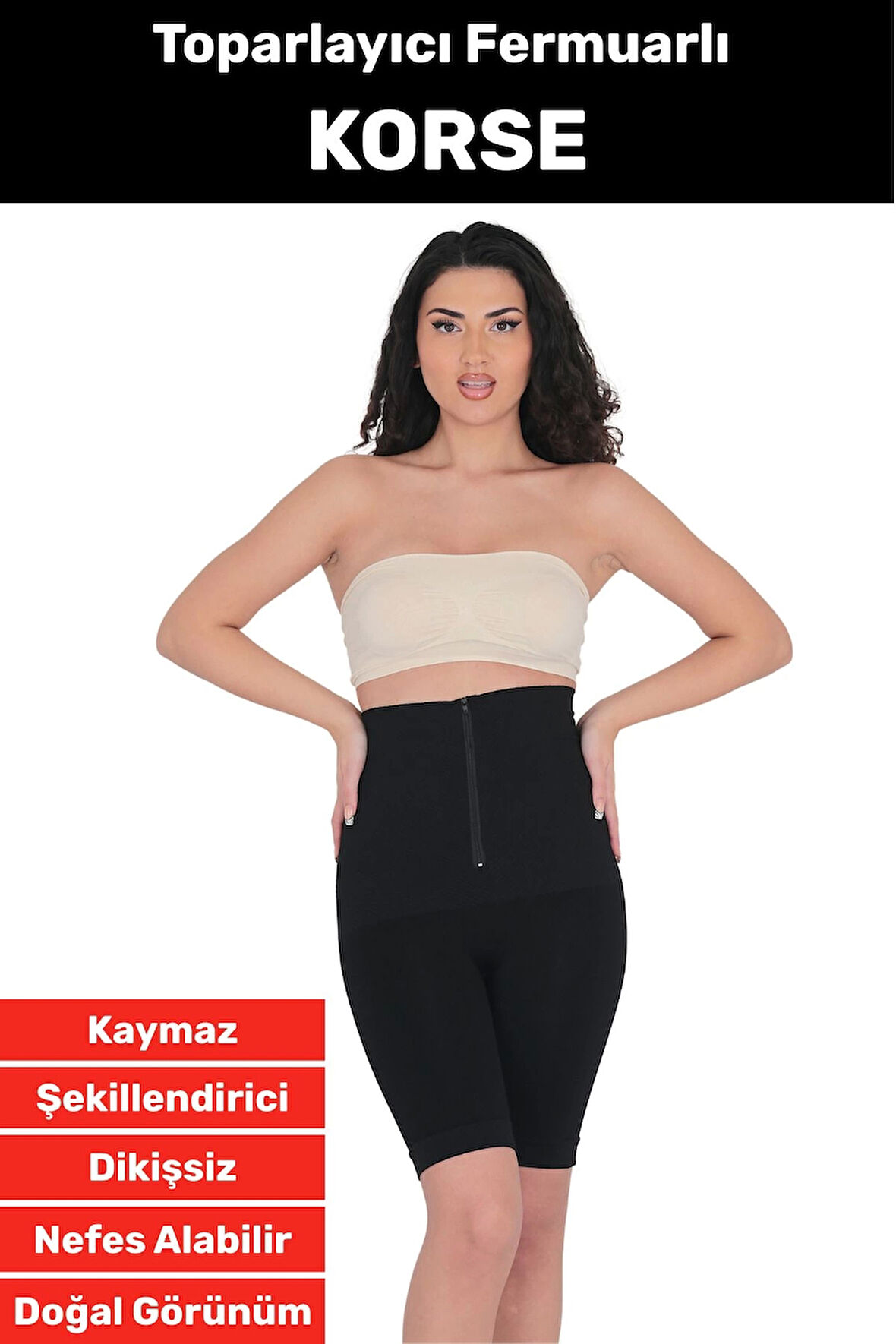 Özel Üretim Vücut Şekillendirici Beden Küçülten Sıkılaştıran Fermuarlı Klasik Toparlayıcı Korse