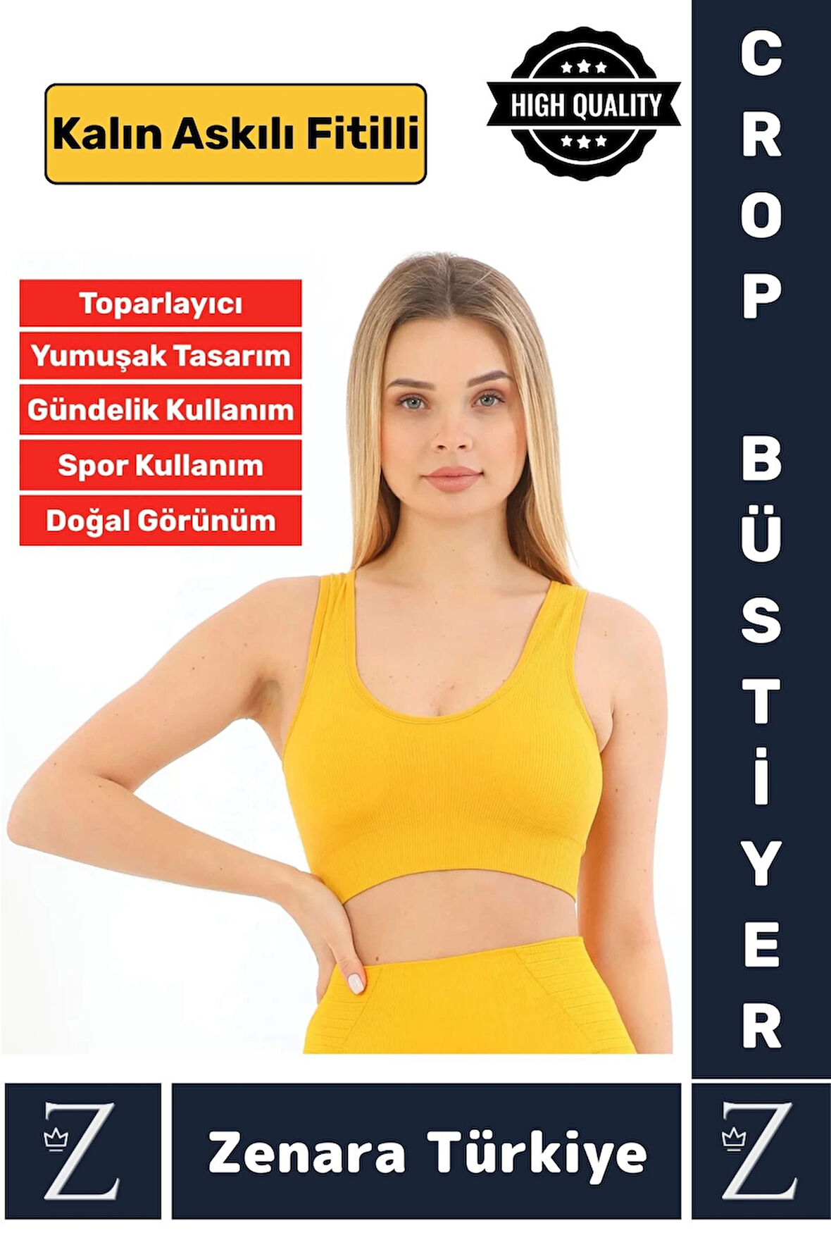 Özel Model Göğüs Toparlayan Sarkma Önleyen Gündelik Spor Kullanım Kalın Askılı Fitilli Crop Büstiyer