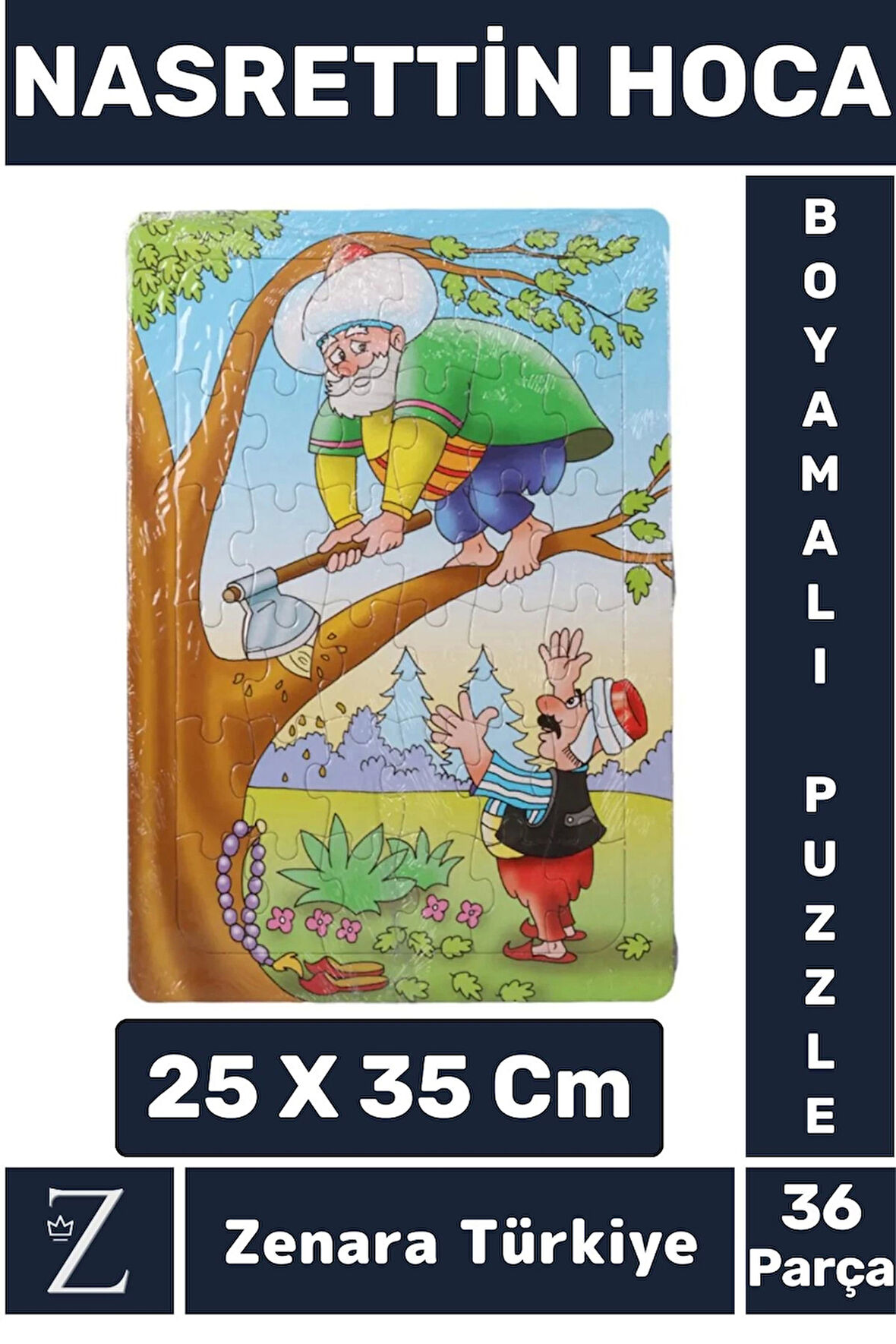 Eğlenceli Eğitici Görsel Algı Motor Becerisi Geliştiren Çocuk Boyamalı PUZZLE 36Parça NASREDDİN HOCA